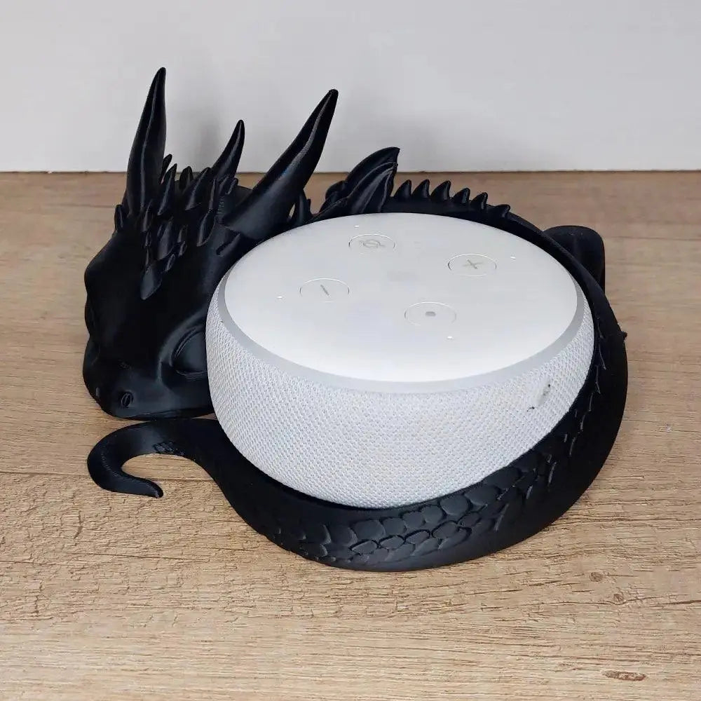 Baby Drache kompatibel für Alexa Echo-Dot-3 - Schwarz - ca. 20 cm - total süß - 3D-Druck - megahobby3dcreations