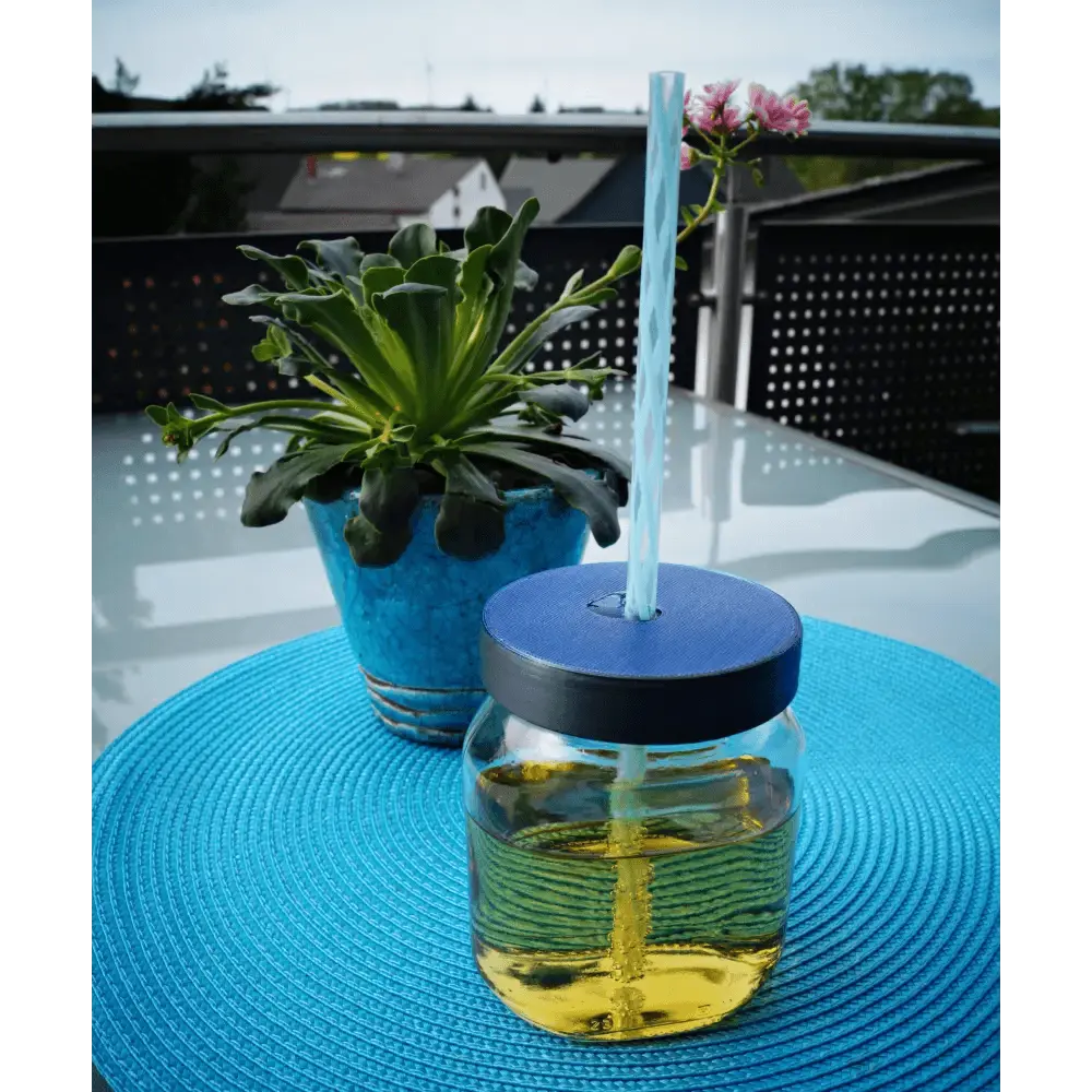 Deckel m. Loch f. Strohhalm, ideal für Nutella-Gläser, nachhaltiger Recycle-Style, ideal f. Getränke, Slush-Ice im Sommer, Kindergeburtstag - megahobby3dcreations