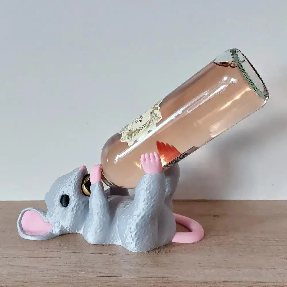 Maus - Weinflaschenhalter - süss - für Weinliebhaber - Lustige Bar-Deko - ideales Geschenk - 24 x 16 x 13 cm (Lieferug ohne Flasche) - megahobby3dcreations