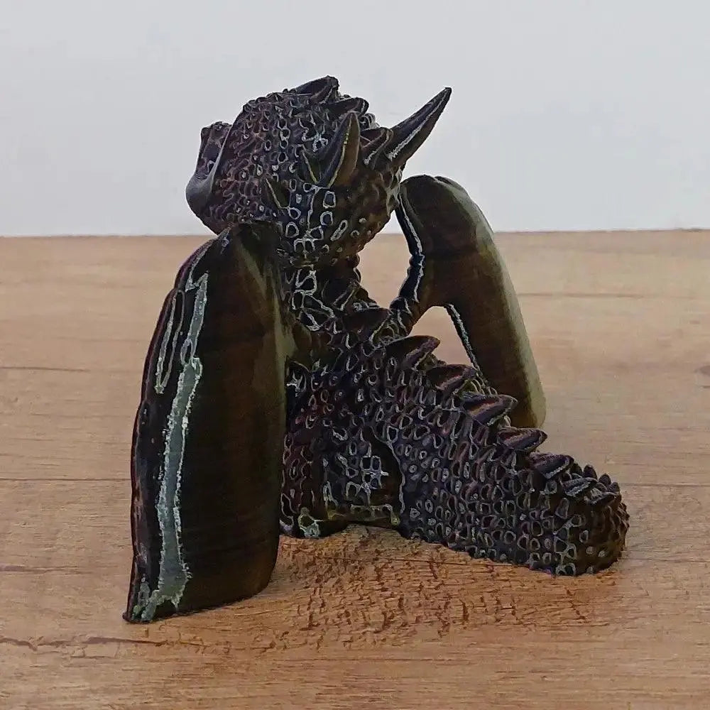 Sanddrache Sandy - 10 cm lang - 14 cm breit - 8,5 cm hoch - 3D-Drucker - rot/schwarz metallic - niedlich - megahobby3dcreations