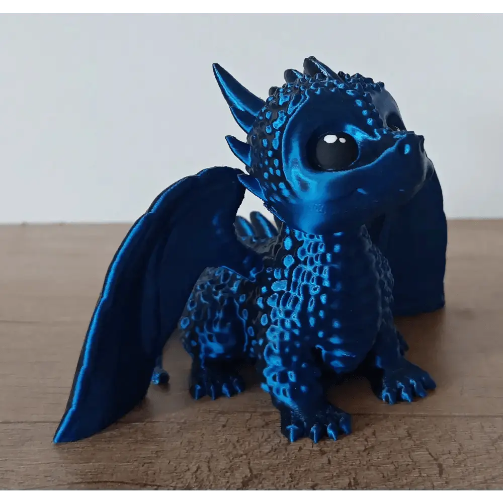 Sanddrache Sandy - 10 cm lang - 14 cm breit - 8,5 cm hoch - 3D-Drucker - blau/schwarz metallic - niedlich - megahobby3dcreations