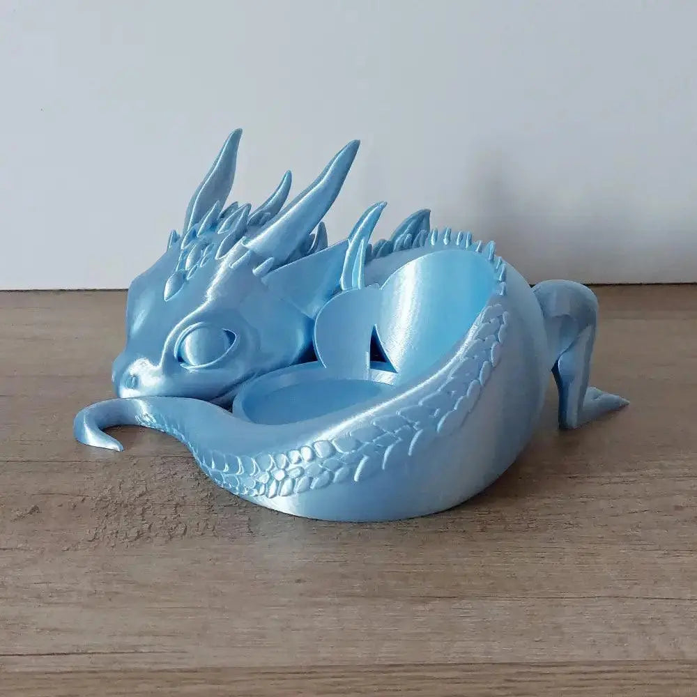 Süsser Drache kompatibel zu Alexa Echo Dot 5 - Eisblau /Hellblau - 3D-Druck - 21x9x19 cm - megahobby3dcreations