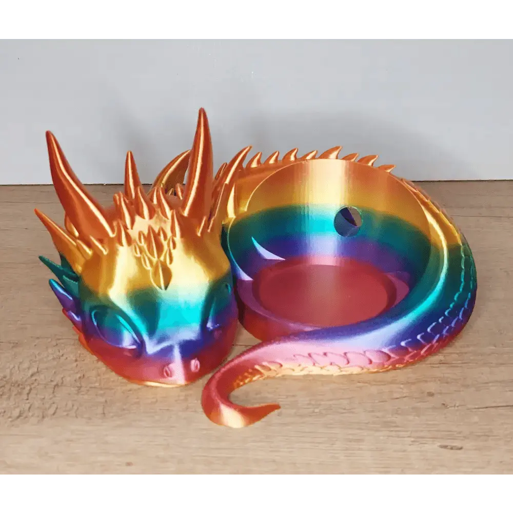 Süsser Drache kompatibel zu Alexa Echo Dot 5 - Vibrant Rainbow - 3D-Druck - 21x9x19 cm - megahobby3dcreations