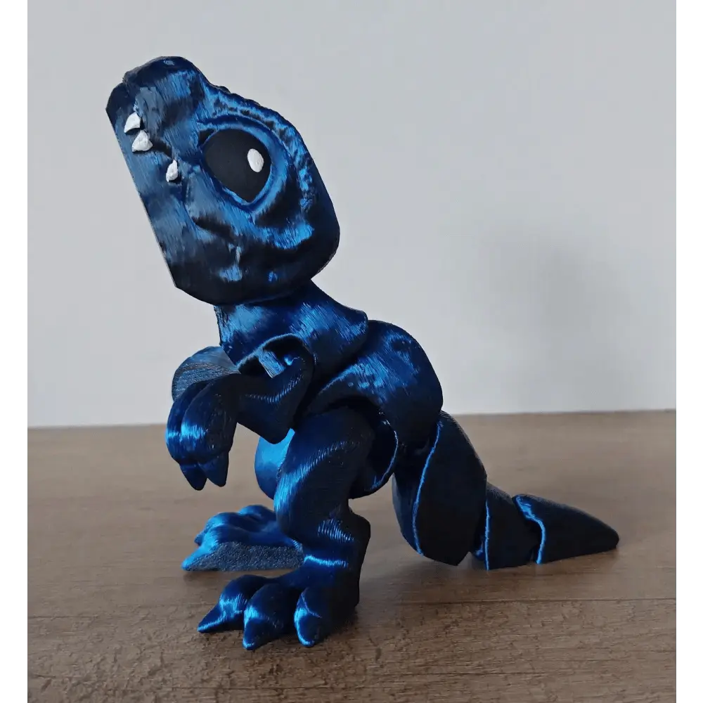 Tiny T-Rex - Dinosaurier aus 3D-Drucker - voll beweglich - 16 cm lang- Blau/Schwarz Metallic - Dino - Sammelfigur - schnelle Lieferung - megahobby3dcreations