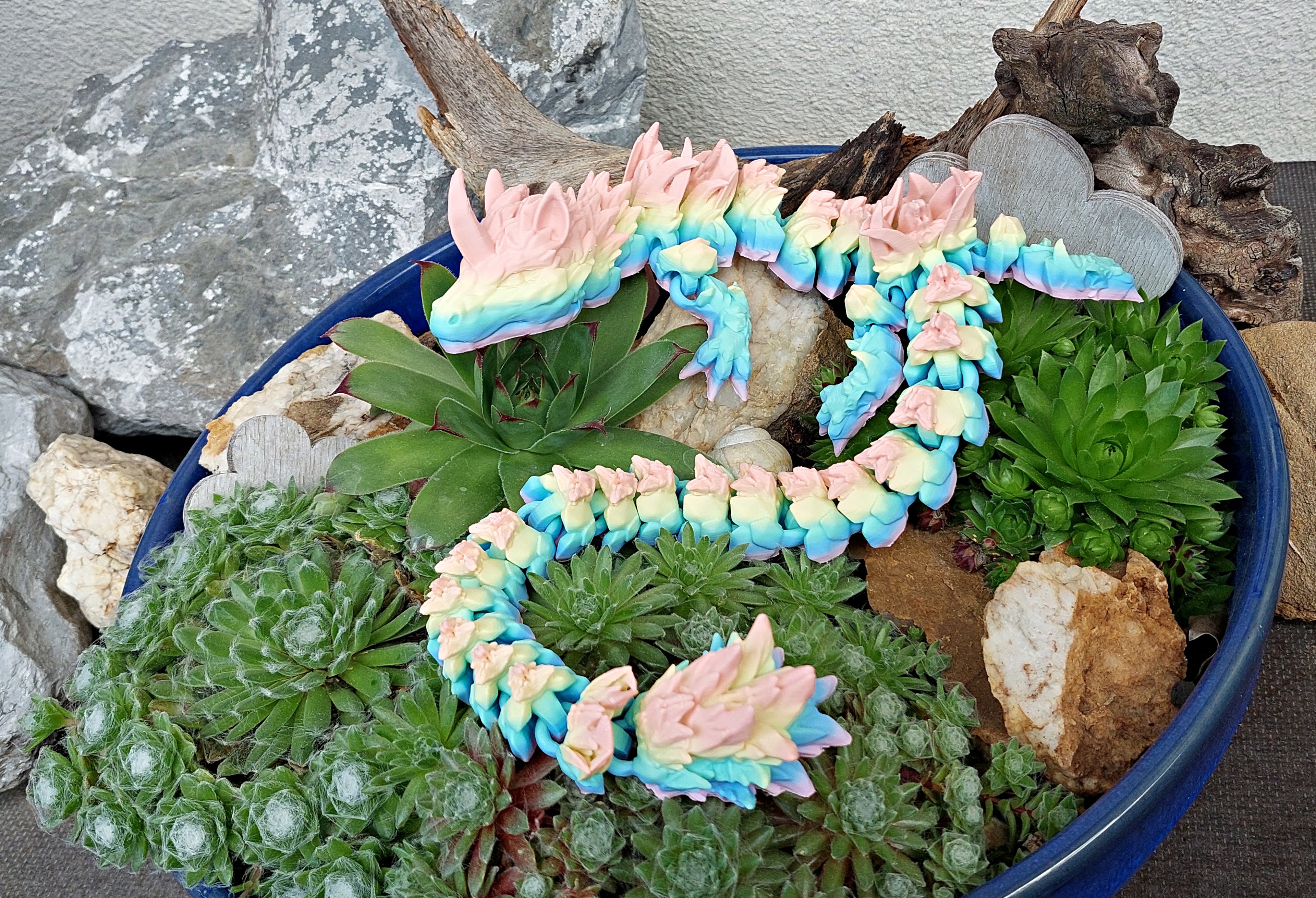 🦄🐉 Einhorn-Drache – 58 cm langer, beweglicher 3D-Druck in Regenbogen-Matt