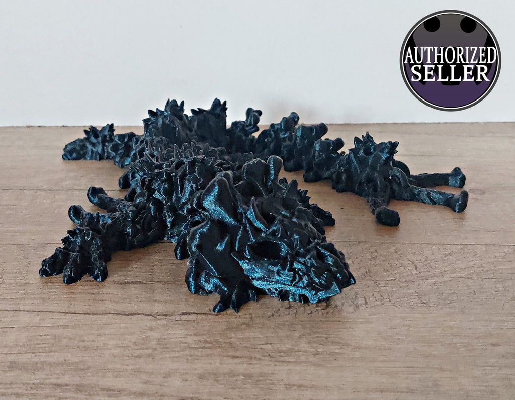 🐉 Hollow Dragon – Grusel-Drache 35 cm mit Totenköpfen & Knochen