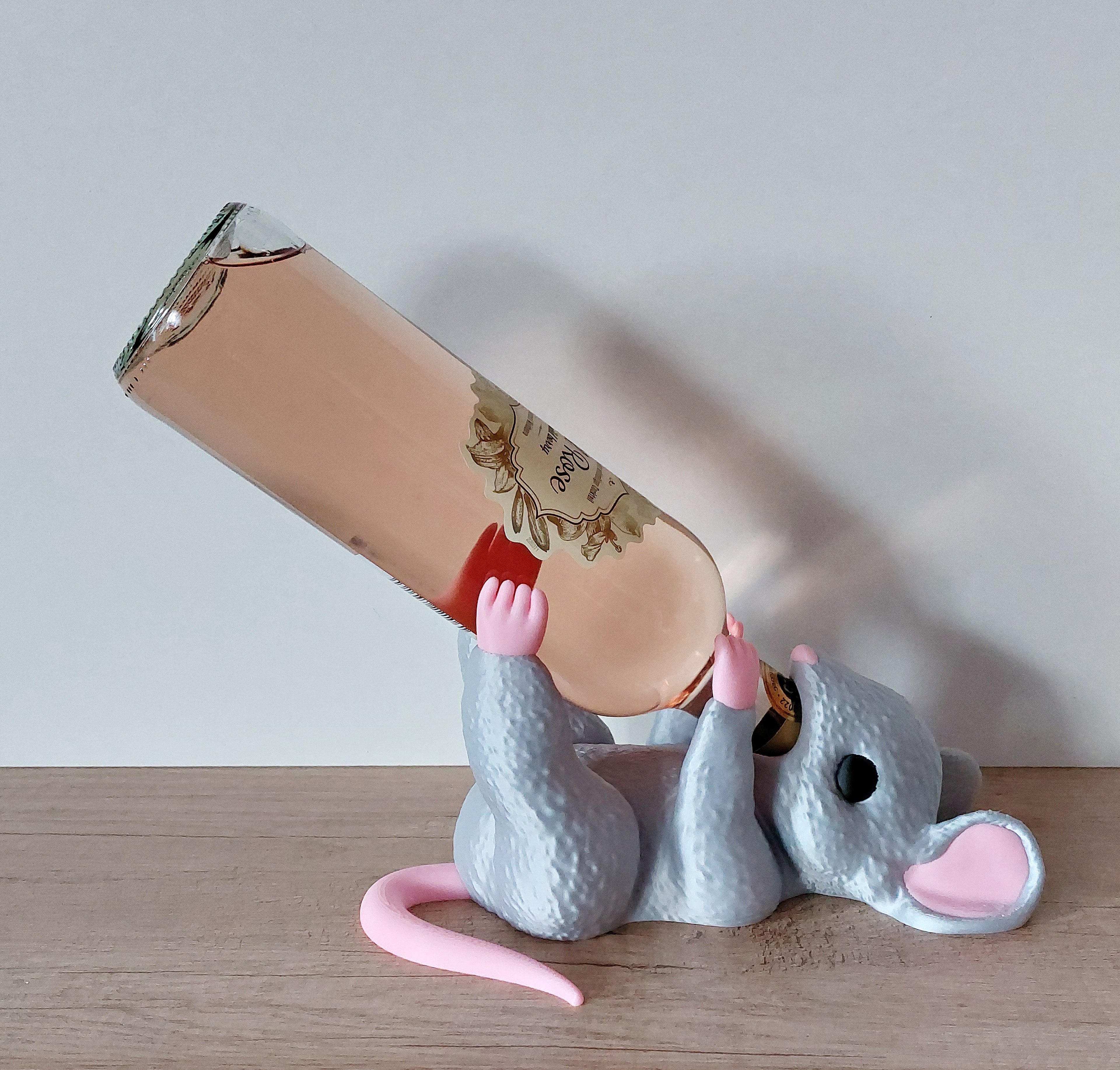 🐭 Maus Weinflaschenhalter – Niedlicher Flaschenhalter aus hochwertigem 3D-Druck