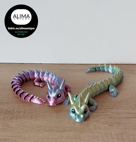 Galactical Starlight Dragon - Sternendrache - 31 cm lang- beweglich - Farbe: Regenbogen schimmernd - beweglich - niedlich / verspielt - megahobby3dcreations