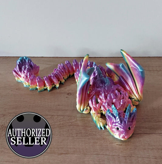 Cat dragon - Katzendrache - 40 cm lang - Regenbogen - mit Flügeln - Augen handbemalt - voll beweglich - niedlich & verspielt - megahobby3dcreations