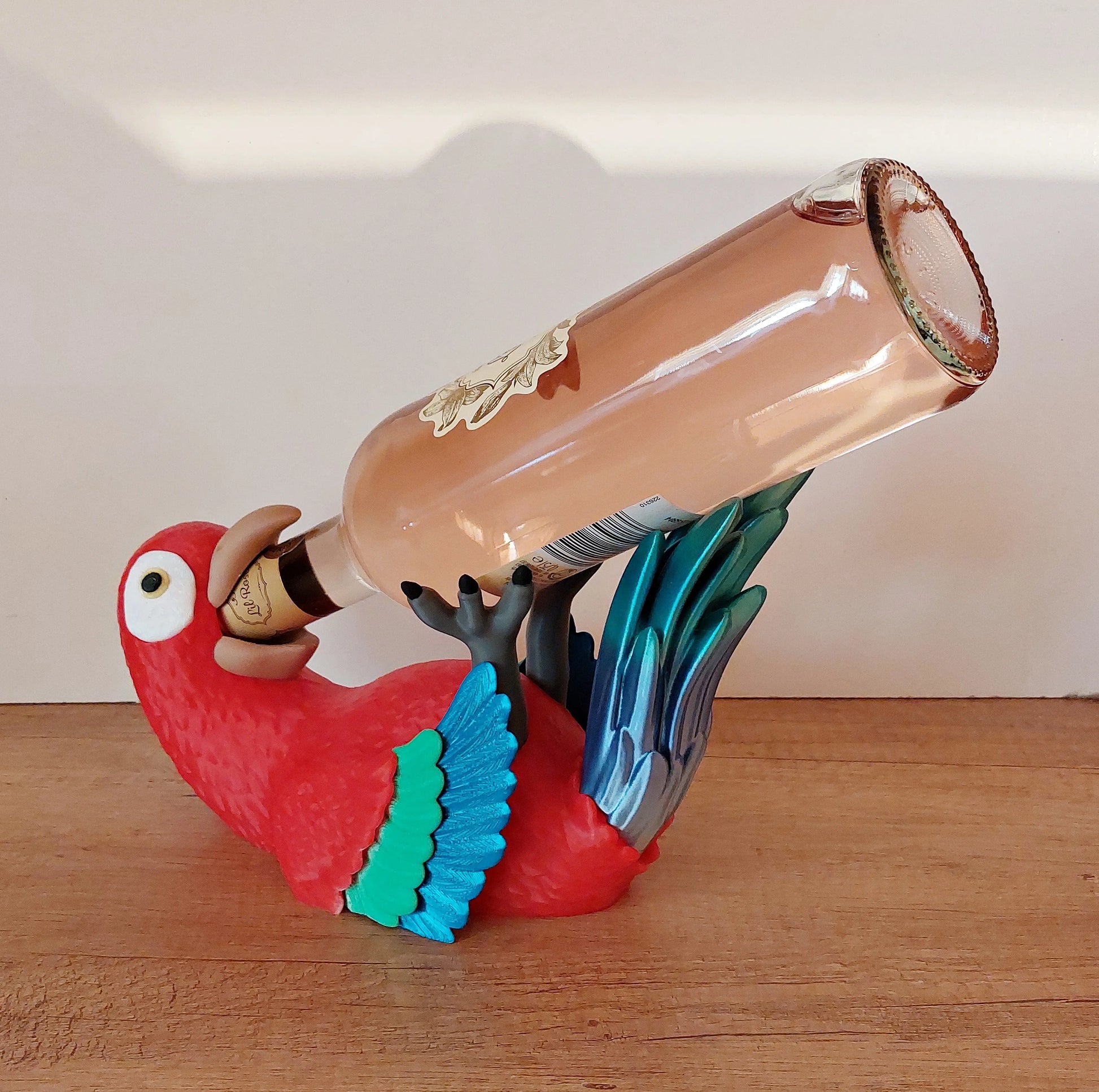 Weinflaschenhalter Papagei aus 3D-Druck | Bunter Flaschenhalter | Deko für Küche, Wohnzimmer & Bar megahobby