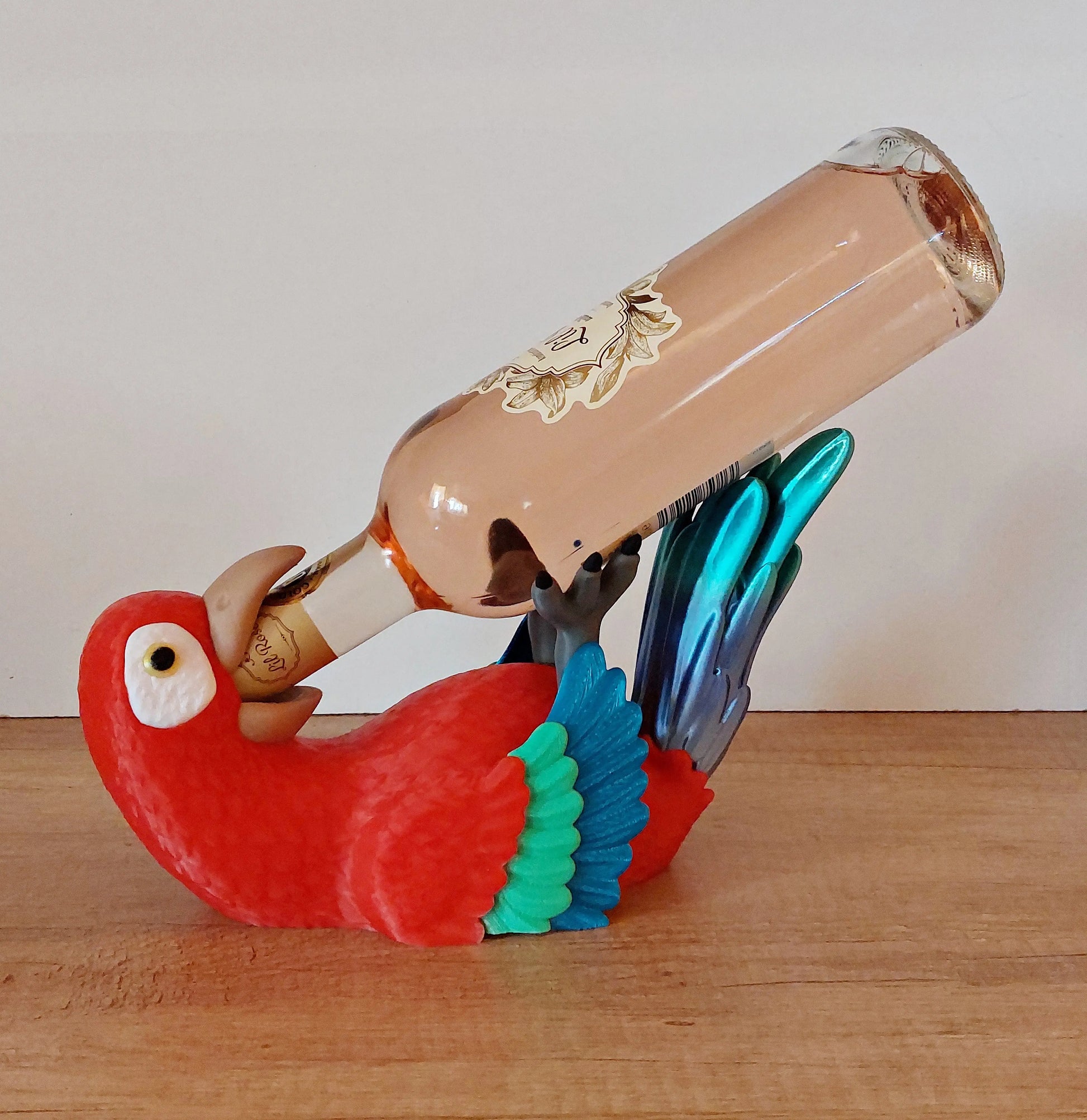 Weinflaschenhalter Papagei aus 3D-Druck | Bunter Flaschenhalter | Deko für Küche, Wohnzimmer & Bar megahobby