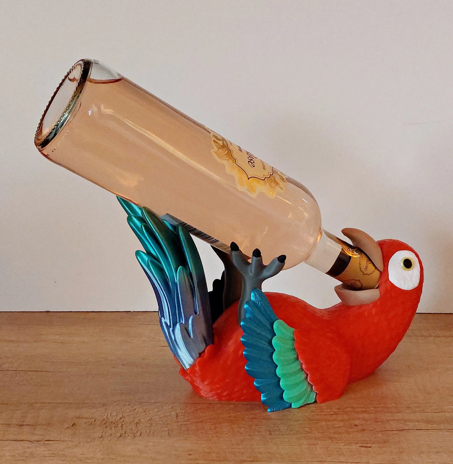 Weinflaschenhalter Papagei aus 3D-Druck | Bunter Flaschenhalter | Deko für Küche, Wohnzimmer & Bar megahobby