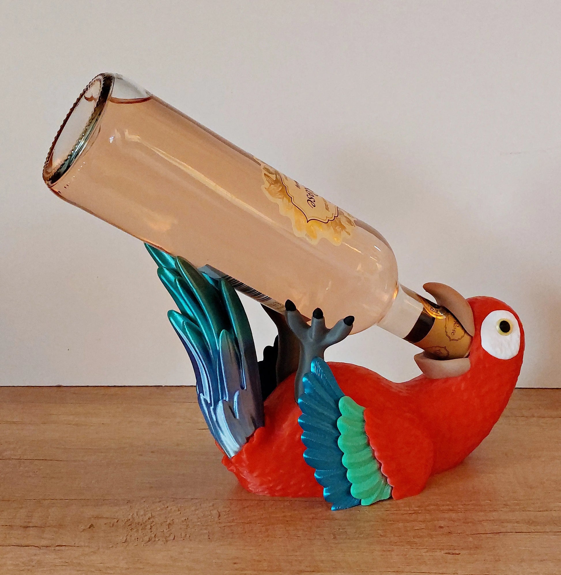 Weinflaschenhalter Papagei aus 3D-Druck | Bunter Flaschenhalter | Deko für Küche, Wohnzimmer & Bar megahobby