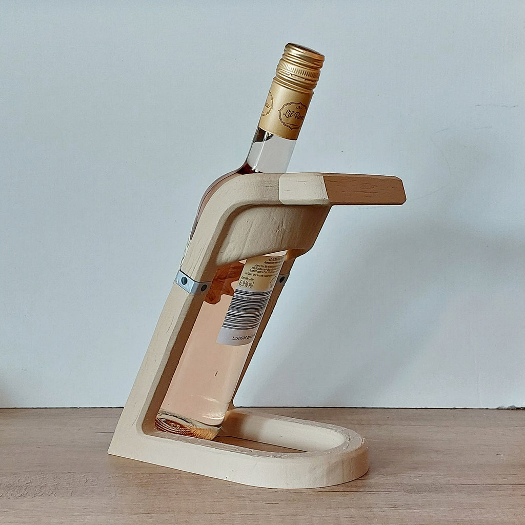 🍷 Weinflaschenhalter in edler Holzoptik – 3D-gedruckter Flaschenhalter mit 2 Glashaltern