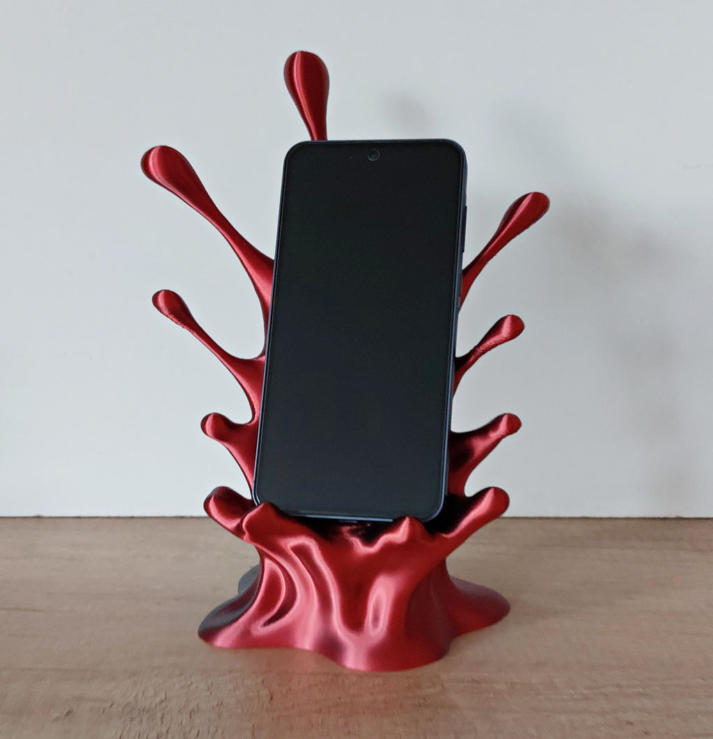 📱 Handyhalter „Splash“ mit Kabeldurchführung – Moderner Smartphone-Ständer aus 3D-Druck