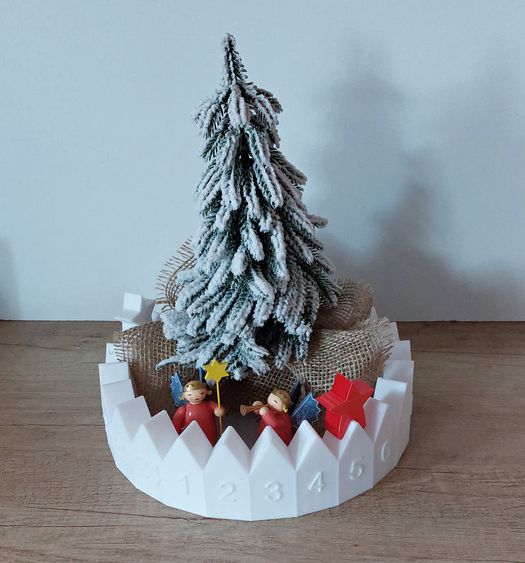 🎄 Adventskalender Häuserkranz – Weiß – 3D-Druck
