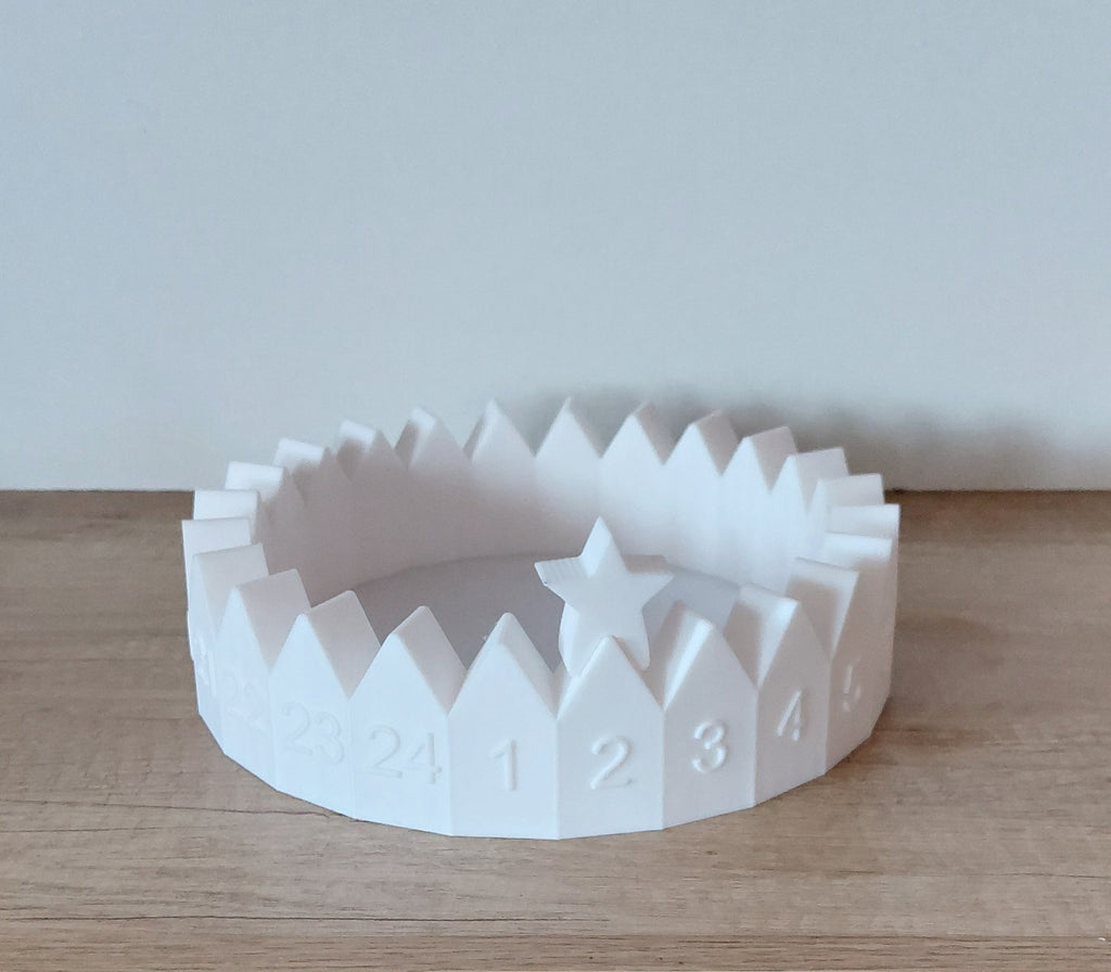 🎄 Adventskalender Häuserkranz – Weiß – 3D-Druck