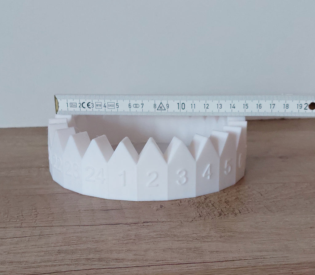 🎄 Adventskalender Häuserkranz – Weiß – 3D-Druck