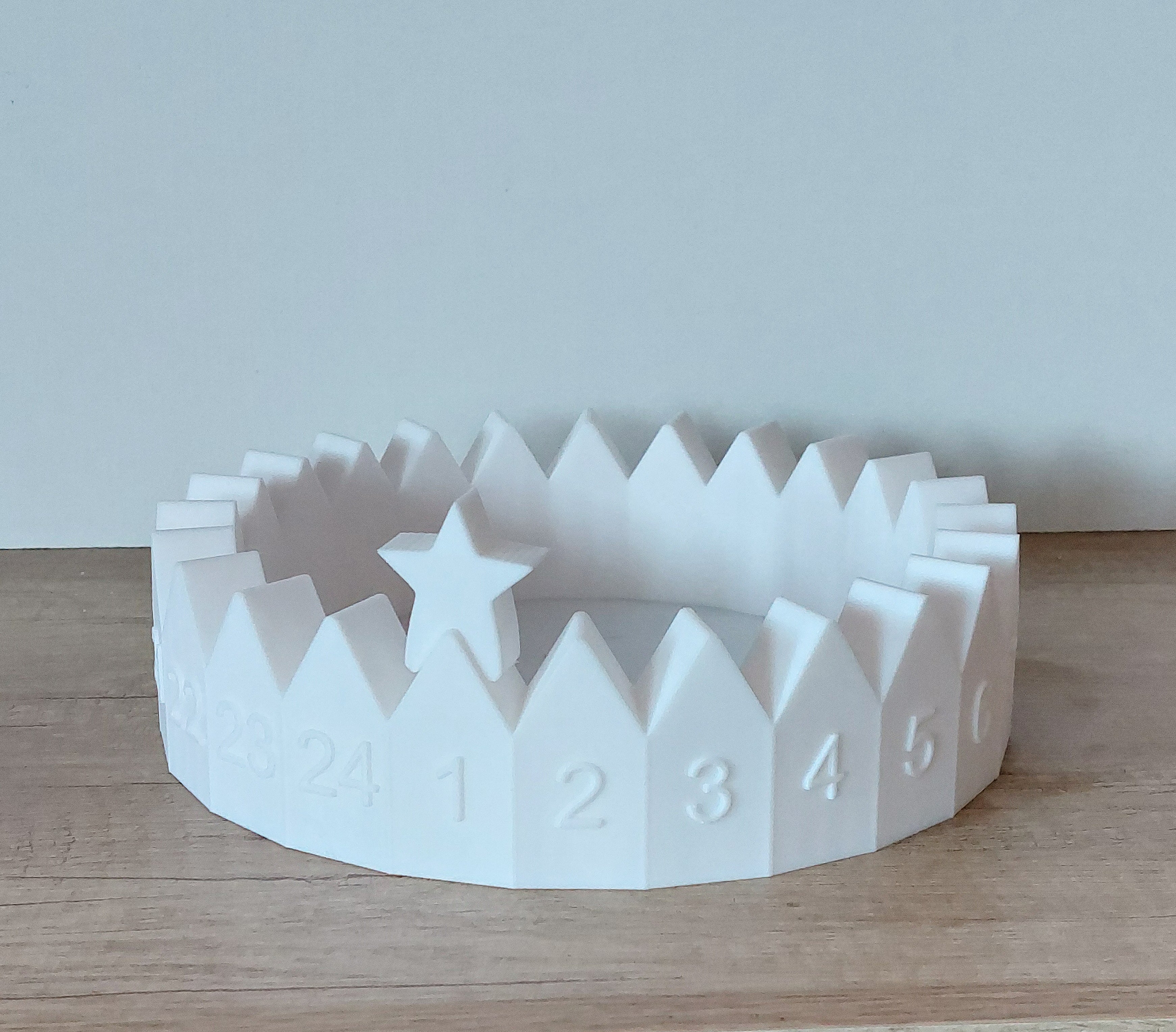 🎄 Adventskalender Häuserkranz – Weiß – 3D-Druck