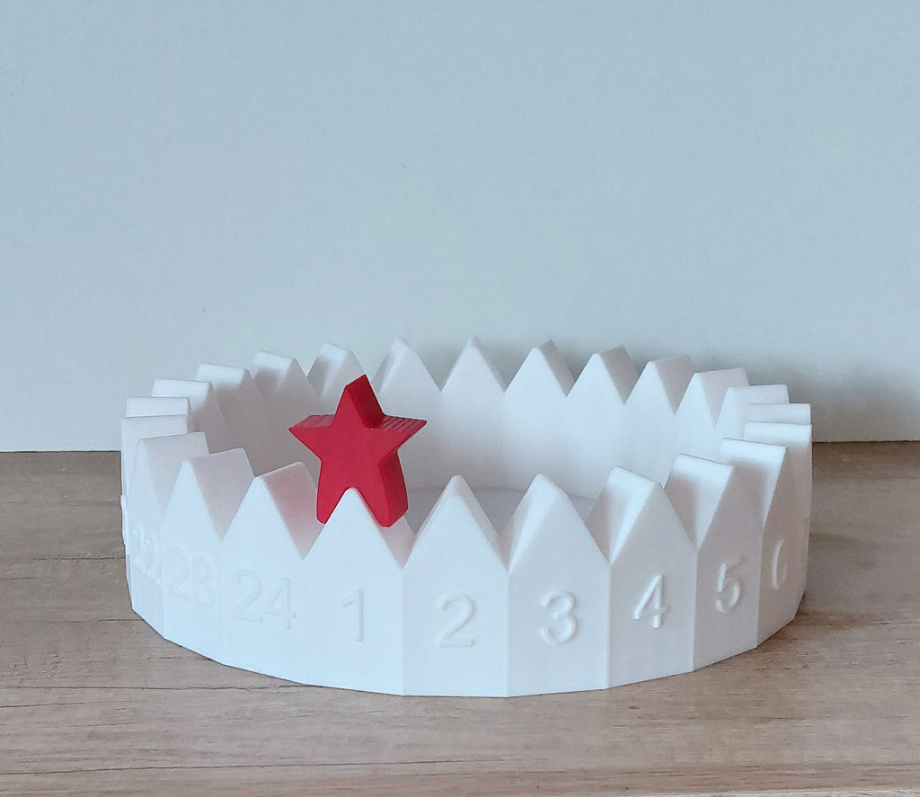 🎄 Adventskalender Häuserkranz – Weiß – 3D-Druck