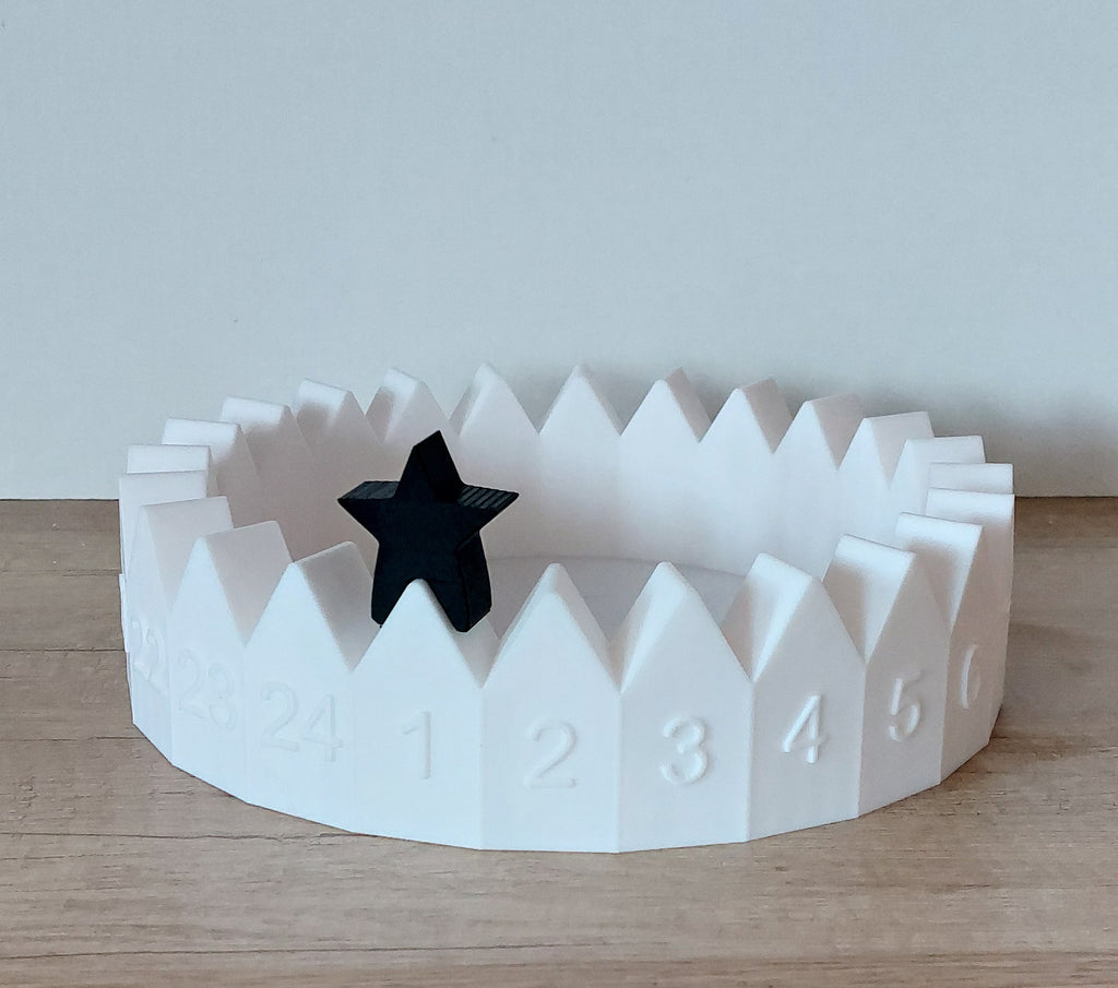 🎄 Adventskalender Häuserkranz – Weiß – 3D-Druck