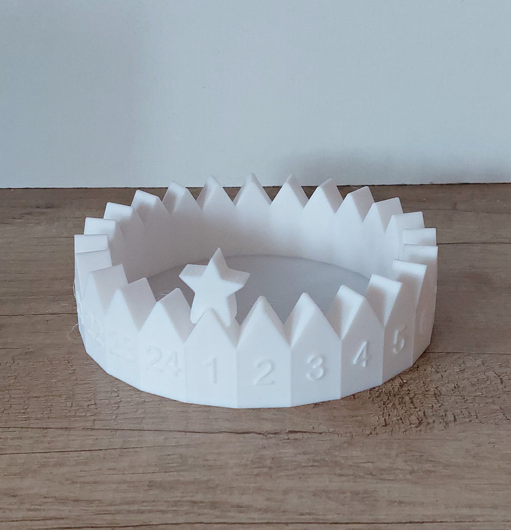 🎄 Adventskalender Häuserkranz – Weiß – 3D-Druck