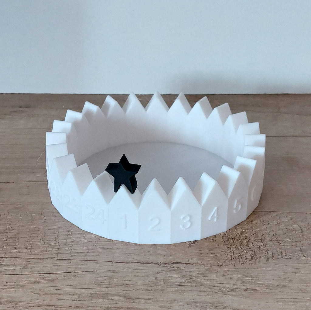 🎄 Adventskalender Häuserkranz – Weiß – 3D-Druck
