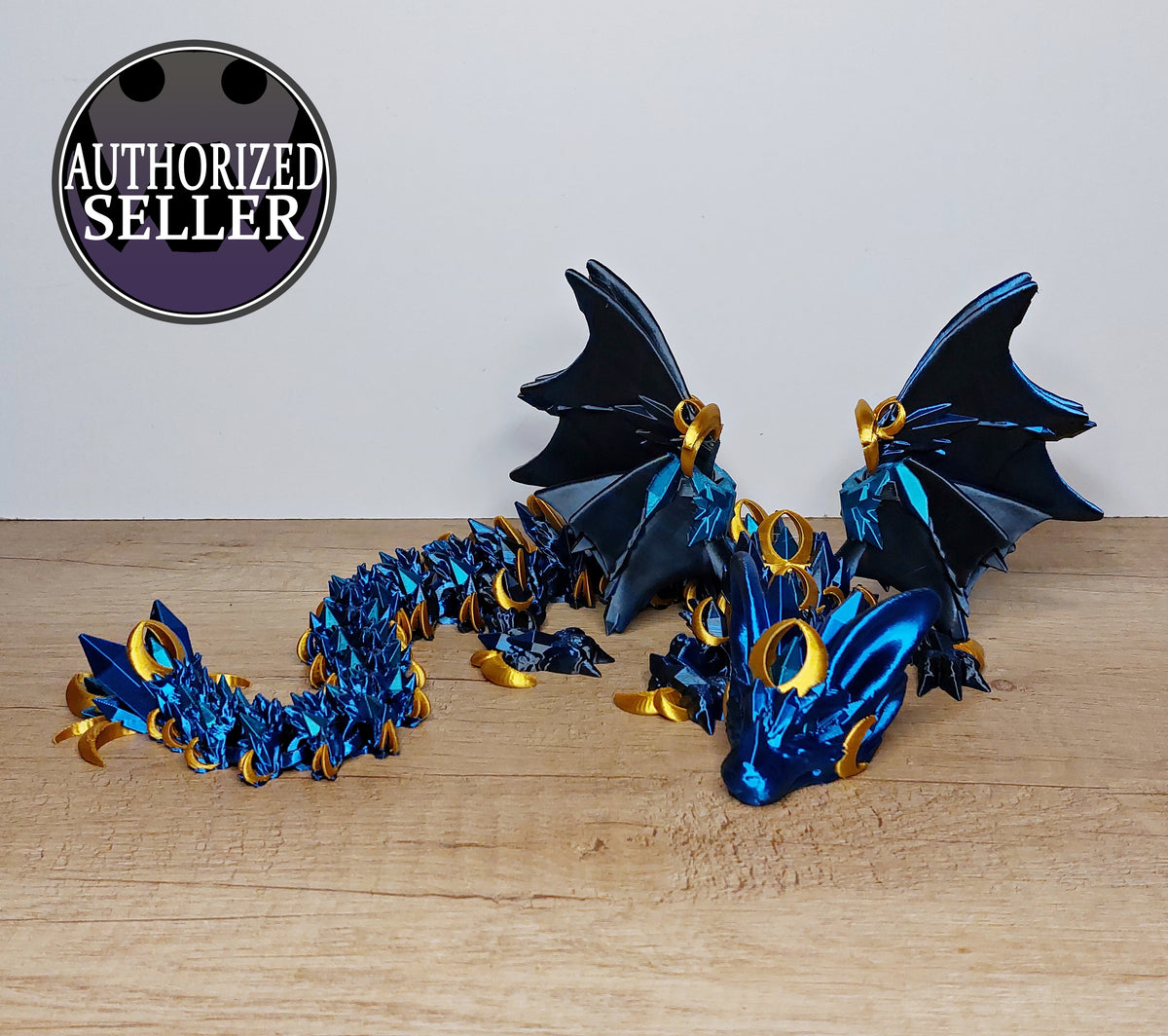 Nightwing Dragon in Blau Schwarz Türkis und Gold