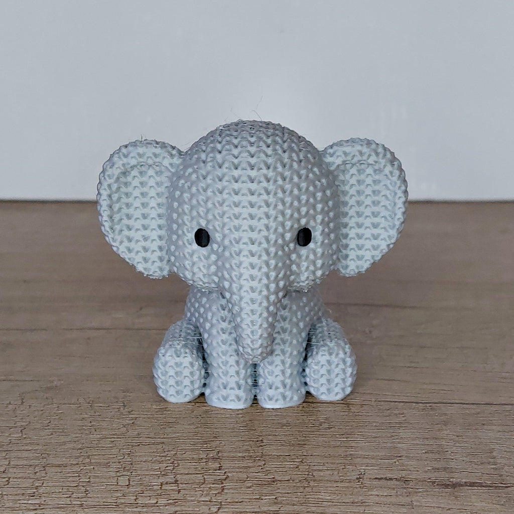 🐘 Elefant im Strick-Look aus 3D-Druck – Niedliche Dekofigur mit liebevollen Details