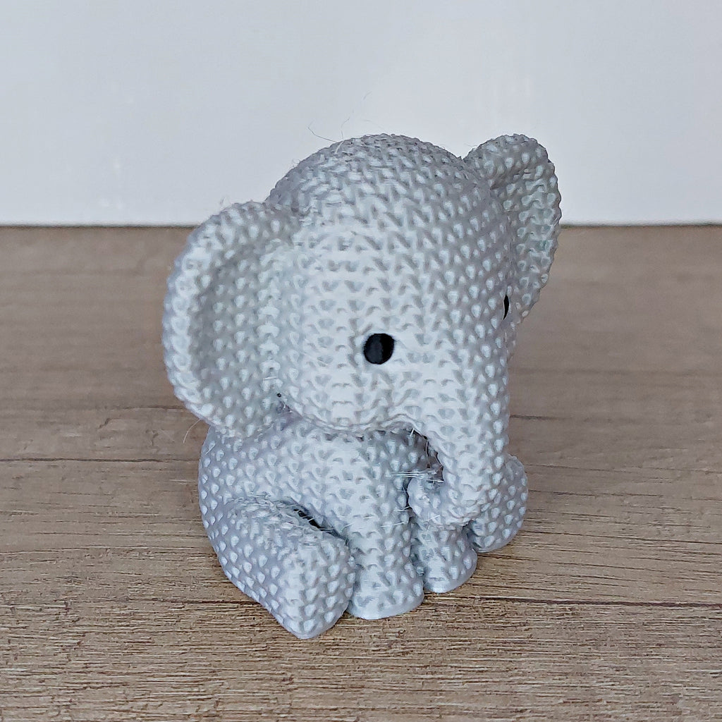 🐘 Elefant im Strick-Look aus 3D-Druck – Niedliche Dekofigur mit liebevollen Details
