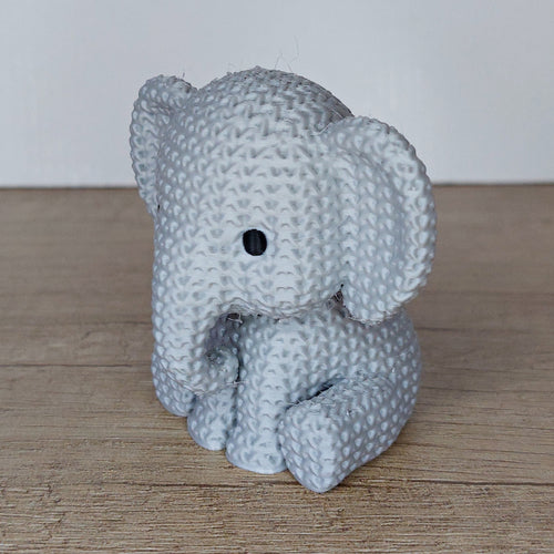 🐘 Elefant im Strick-Look aus 3D-Druck – Niedliche Dekofigur mit liebevollen Details