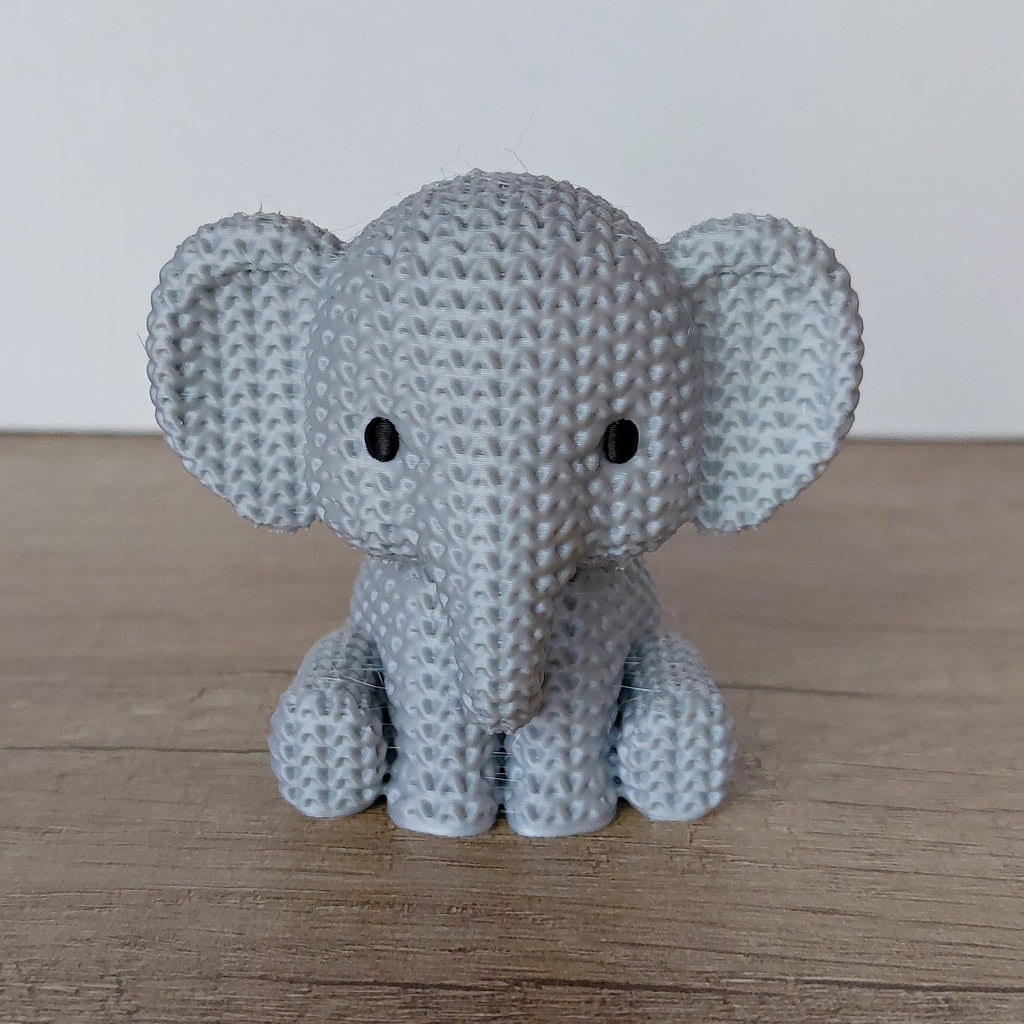 🐘 Elefant im Strick-Look aus 3D-Druck – Niedliche Dekofigur mit liebevollen Details