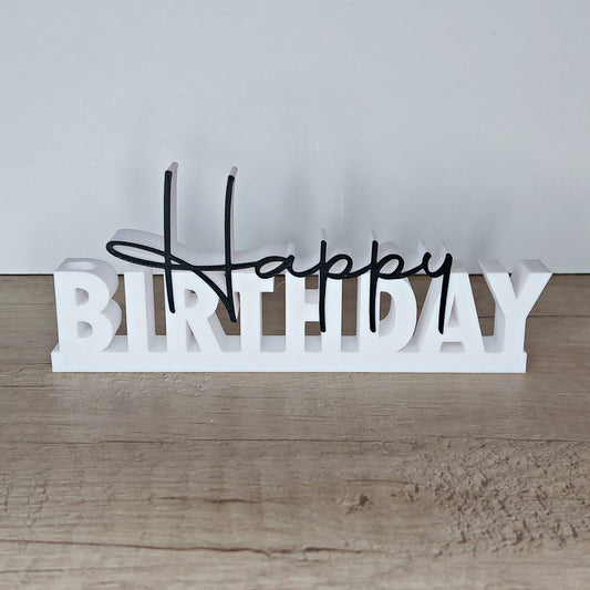 Happy Birthday Schriftzug aus 3D-Druck als Geburtstagsdeko