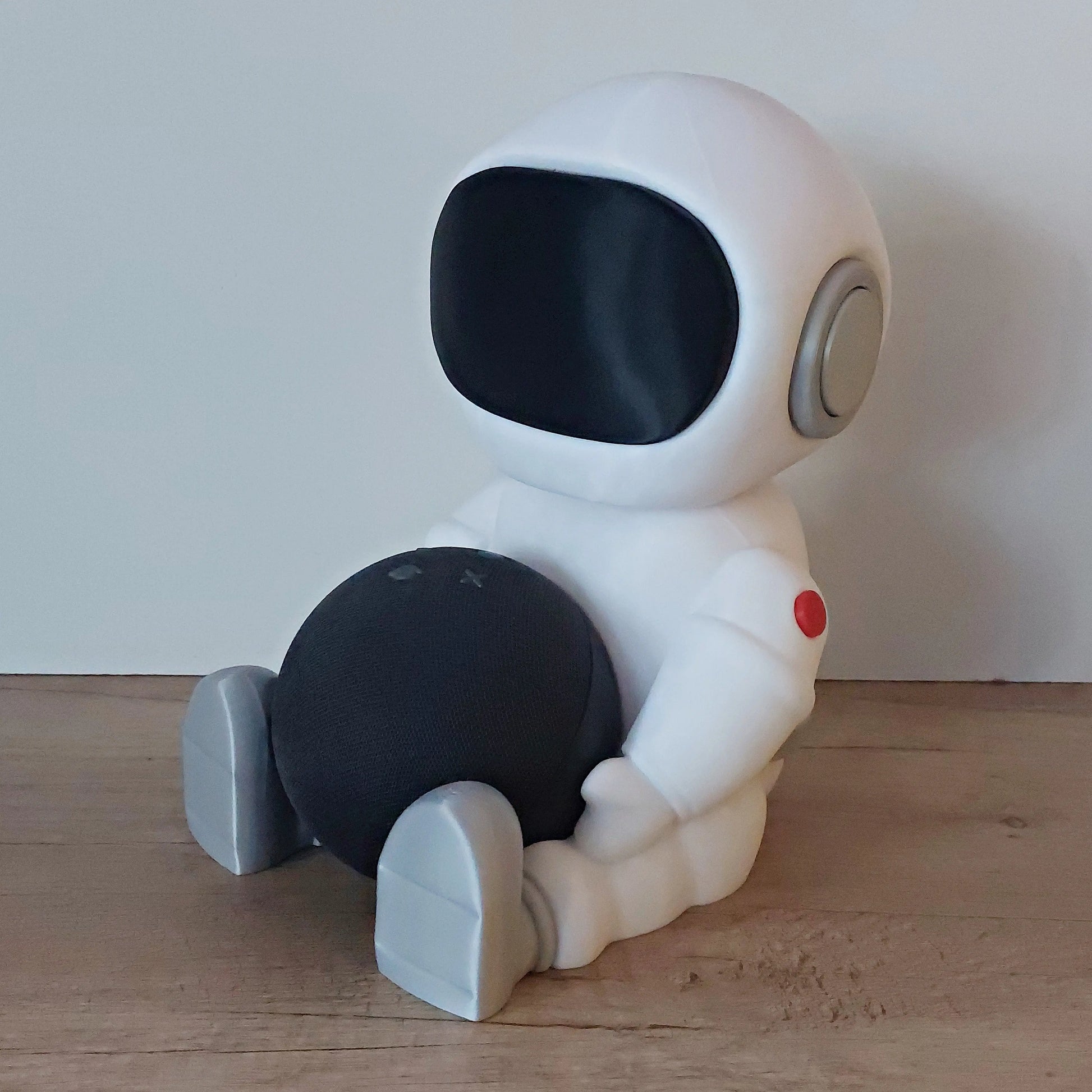 3D-printed astronaut figure holder for smart speaker, modern home decor by megahobby3dcreations
