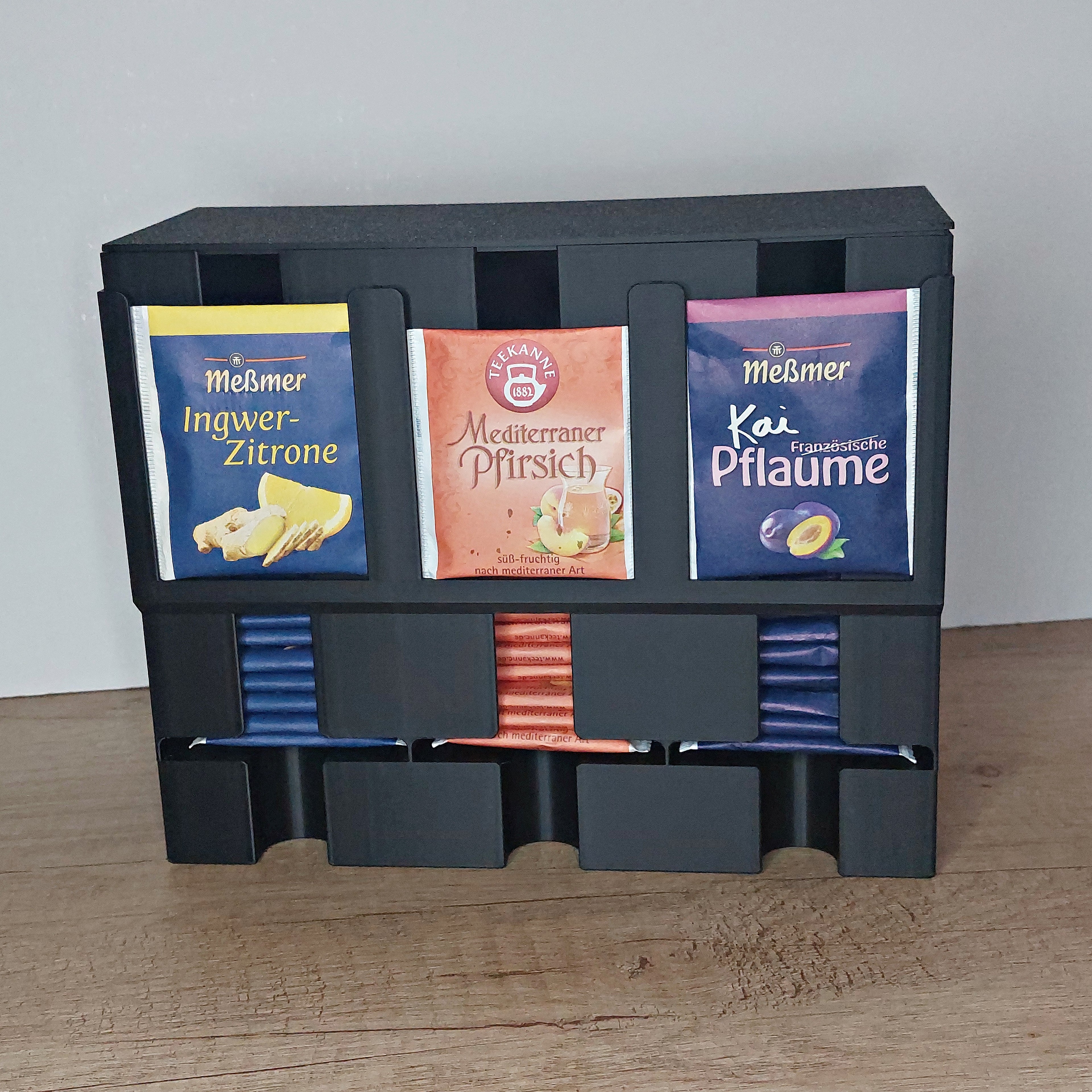 🍵 Teebeutelspender für 3 Teesorten – 3D-gedruckte Teebox mit Deckel