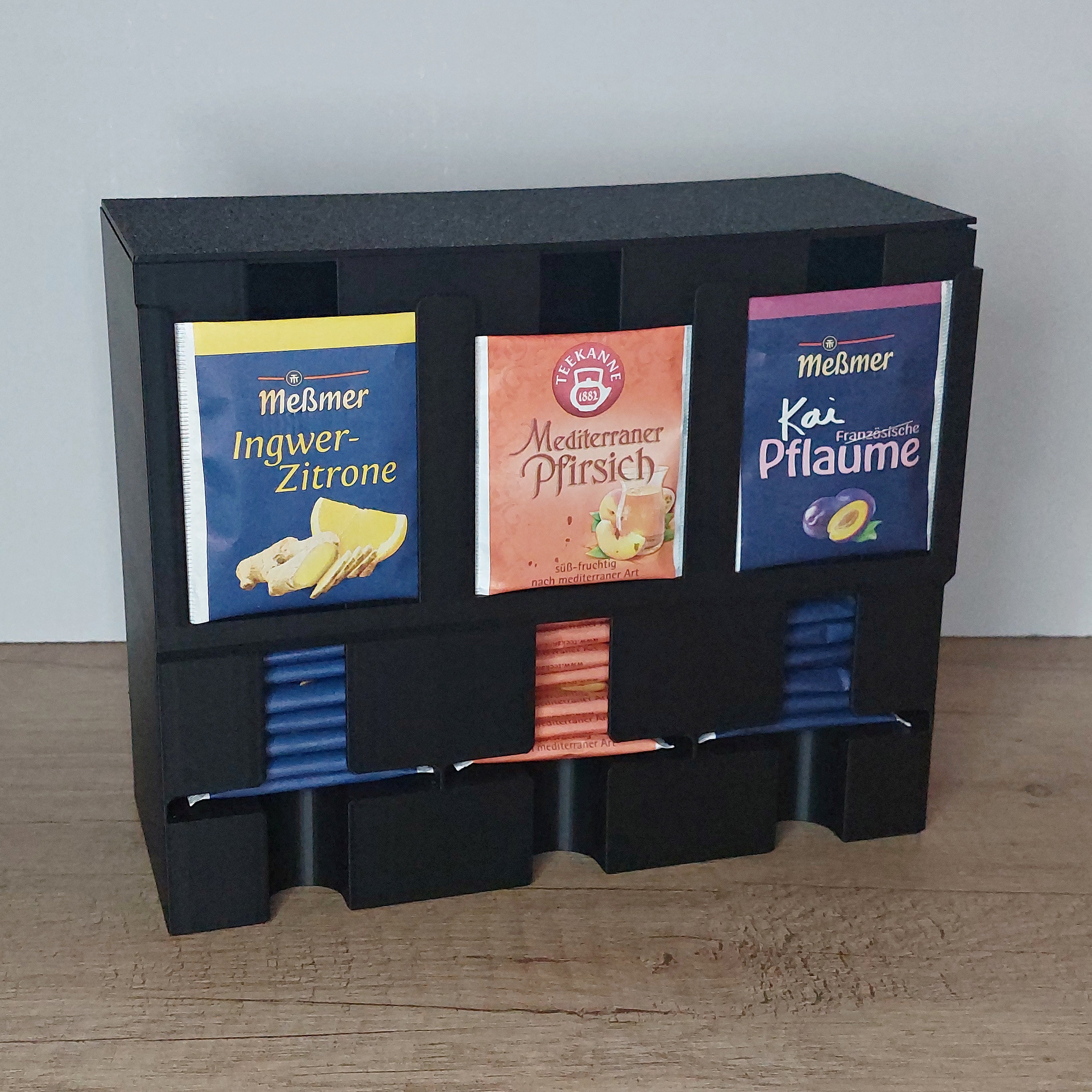 🍵 Teebeutelspender für 3 Teesorten – 3D-gedruckte Teebox mit Deckel