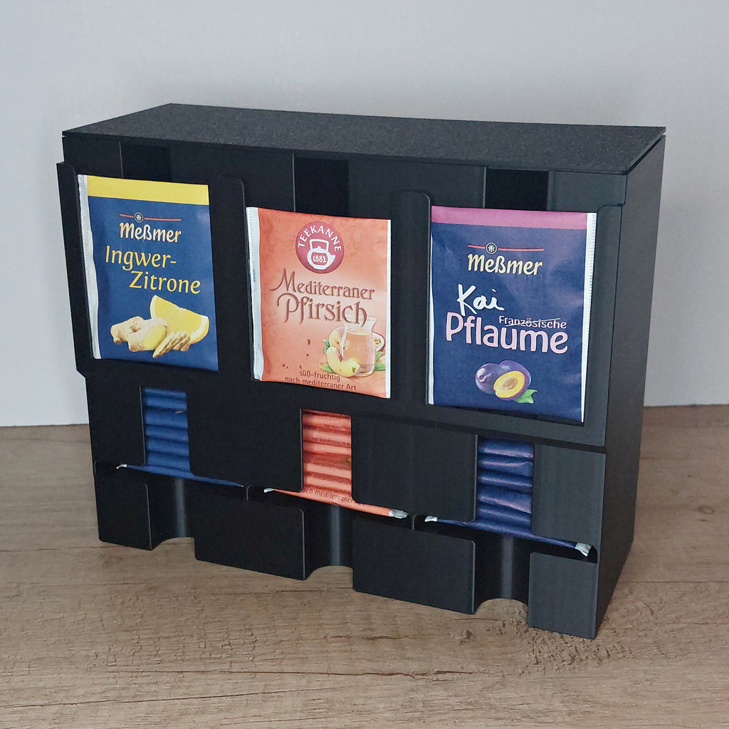 🍵 Teebeutelspender für 3 Teesorten – 3D-gedruckte Teebox mit Deckel