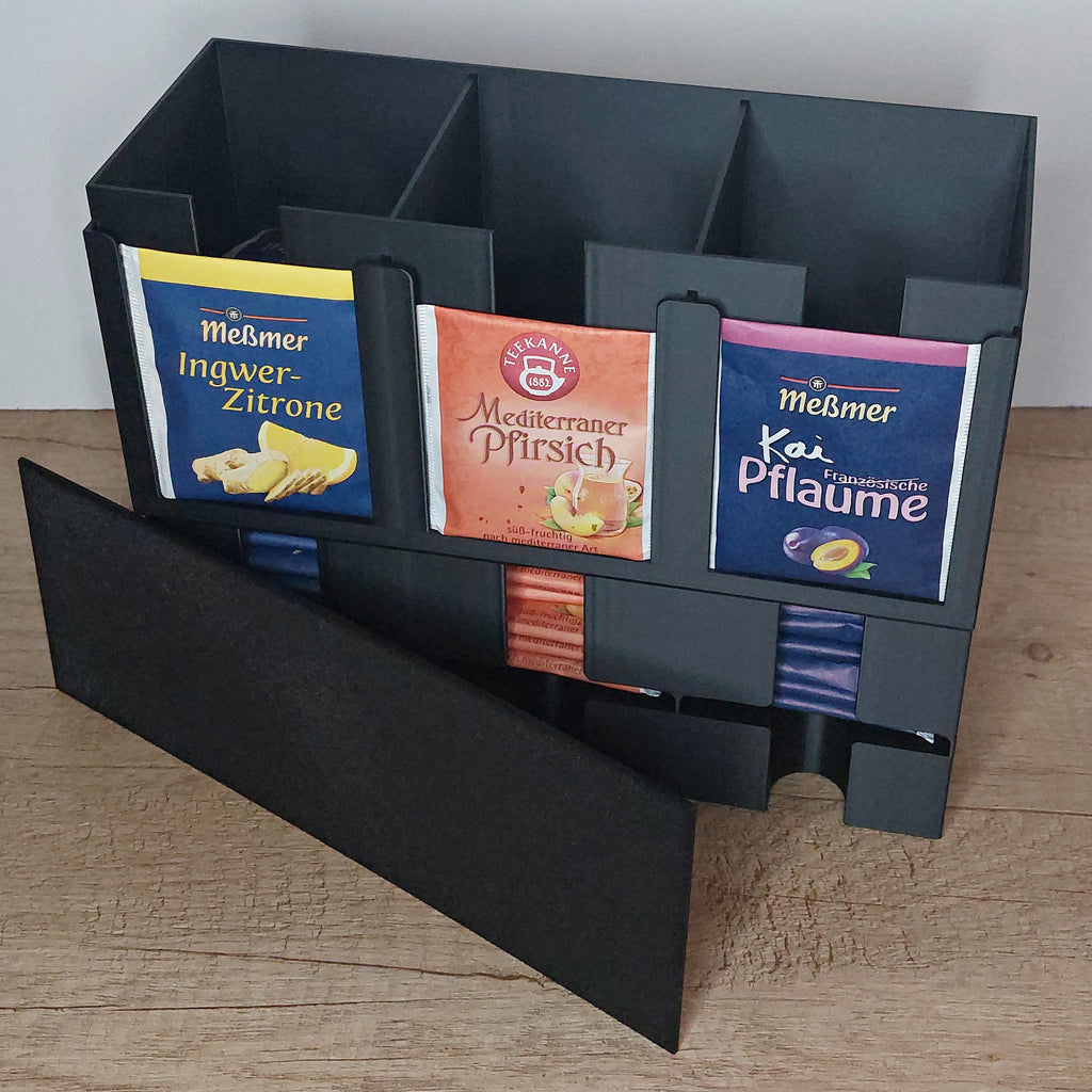 🍵 Teebeutelspender für 3 Teesorten – 3D-gedruckte Teebox mit Deckel