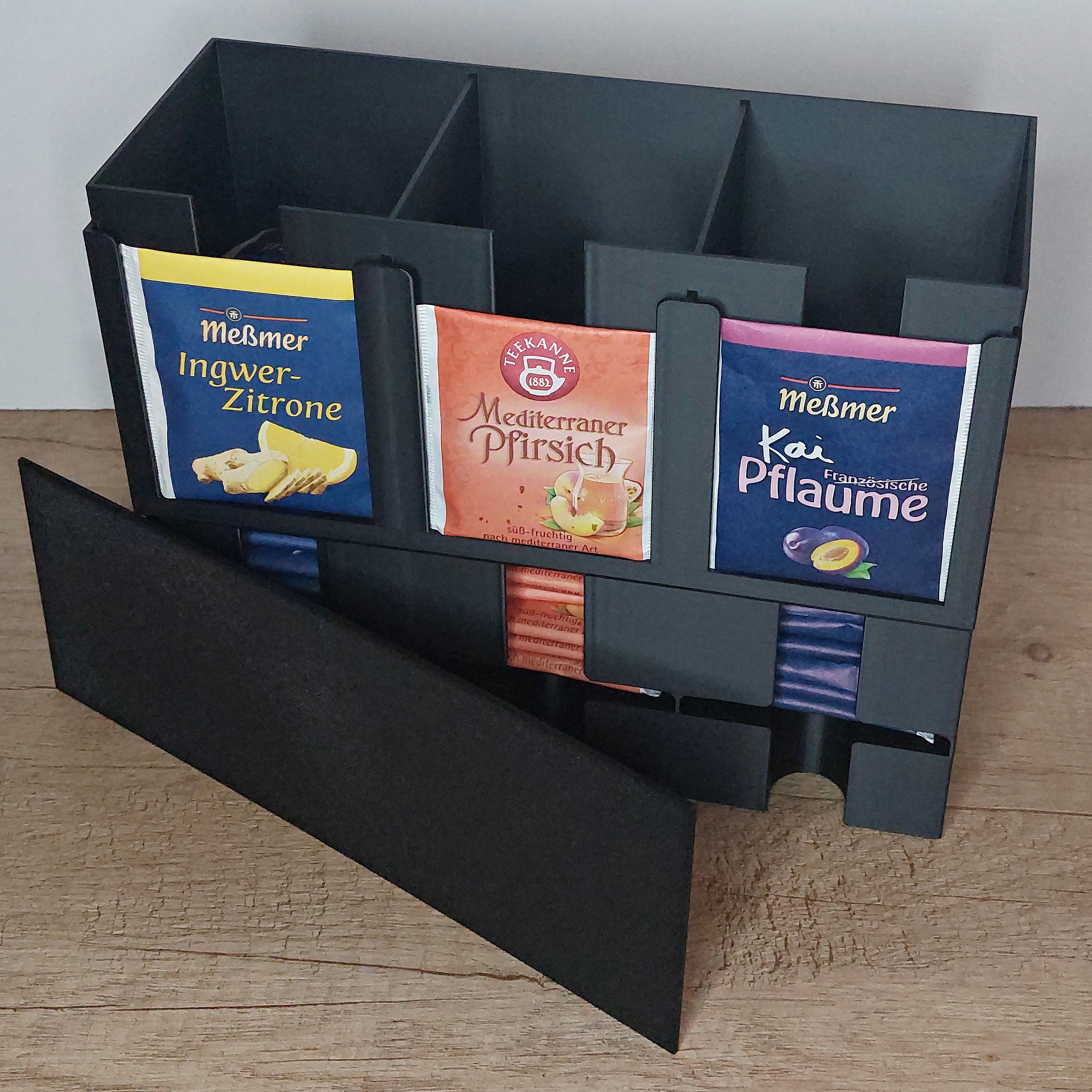 🍵 Teebeutelspender für 3 Teesorten – 3D-gedruckte Teebox mit Deckel