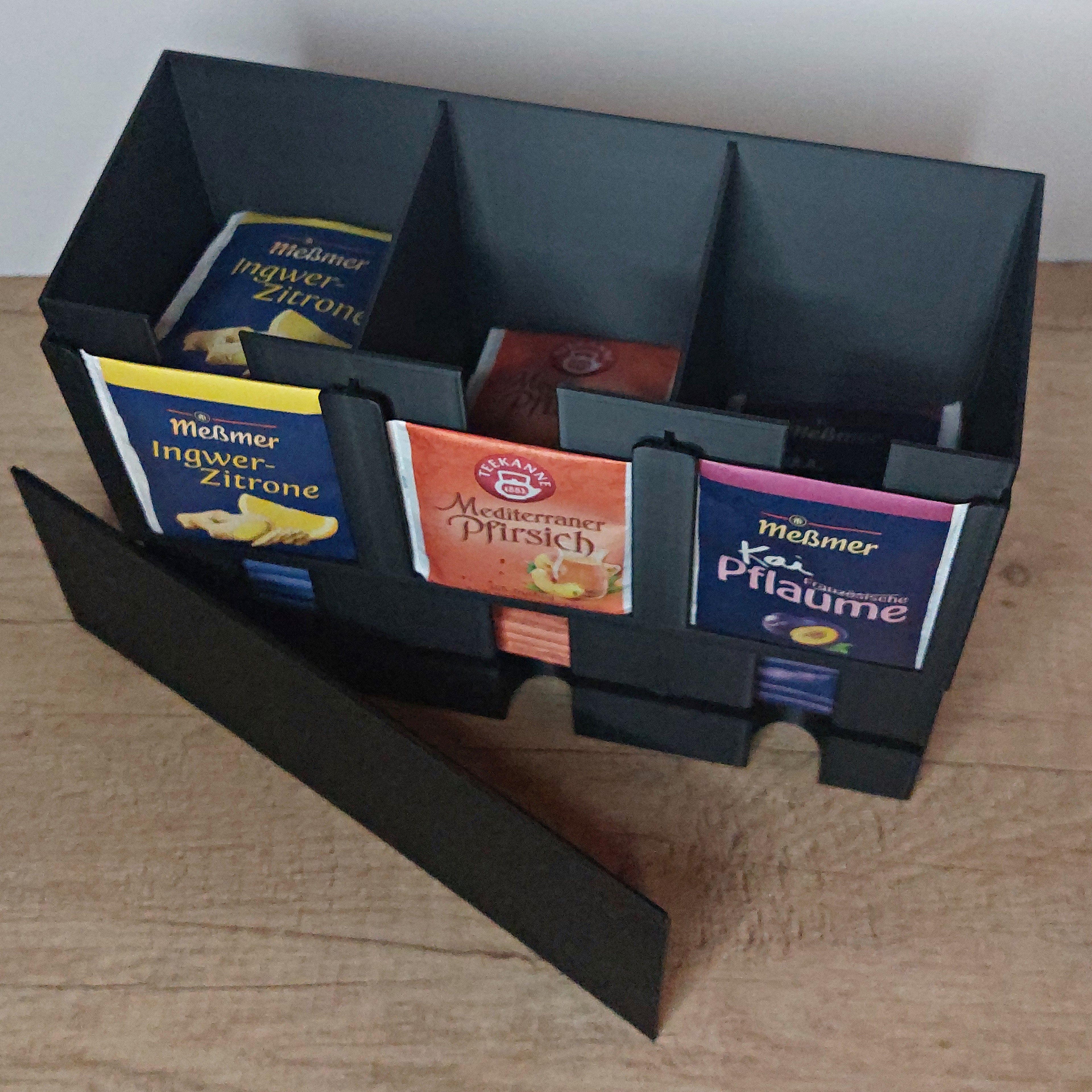 🍵 Teebeutelspender für 3 Teesorten – 3D-gedruckte Teebox mit Deckel