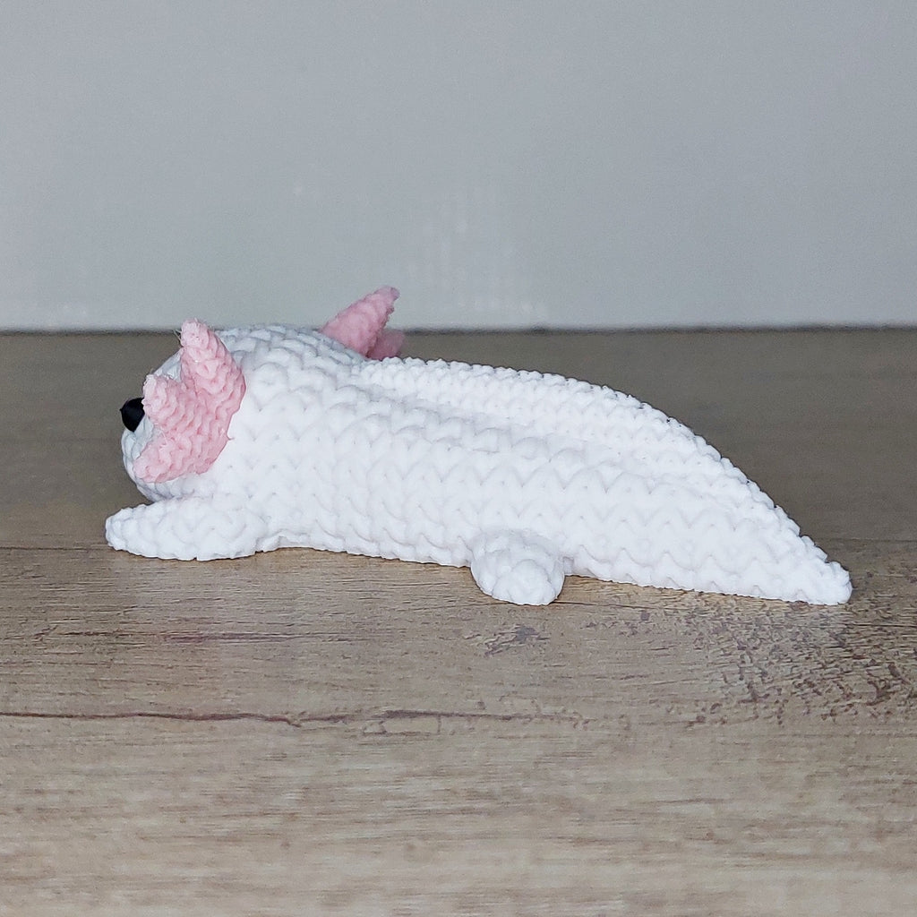🩷 Axolotl im Strick-Look aus 3D-Druck – Niedliche Dekofigur mit einzigartiger Strickoptik
