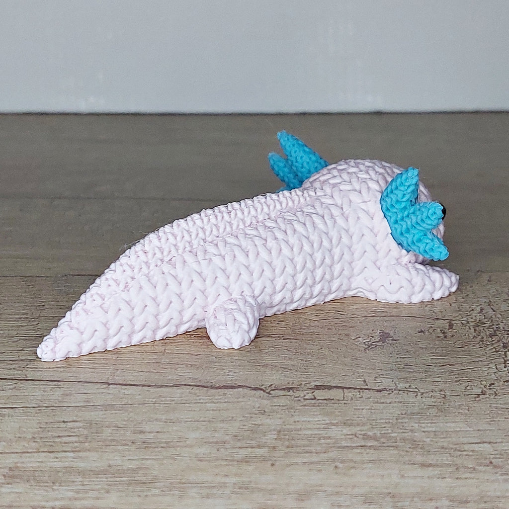 🩷 Axolotl im Strick-Look aus 3D-Druck – Niedliche Dekofigur mit einzigartiger Strickoptik