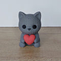 Katze mit Herz im Strick-Look aus 3D-Druck – Liebevolle Dekofigur als Geschenk