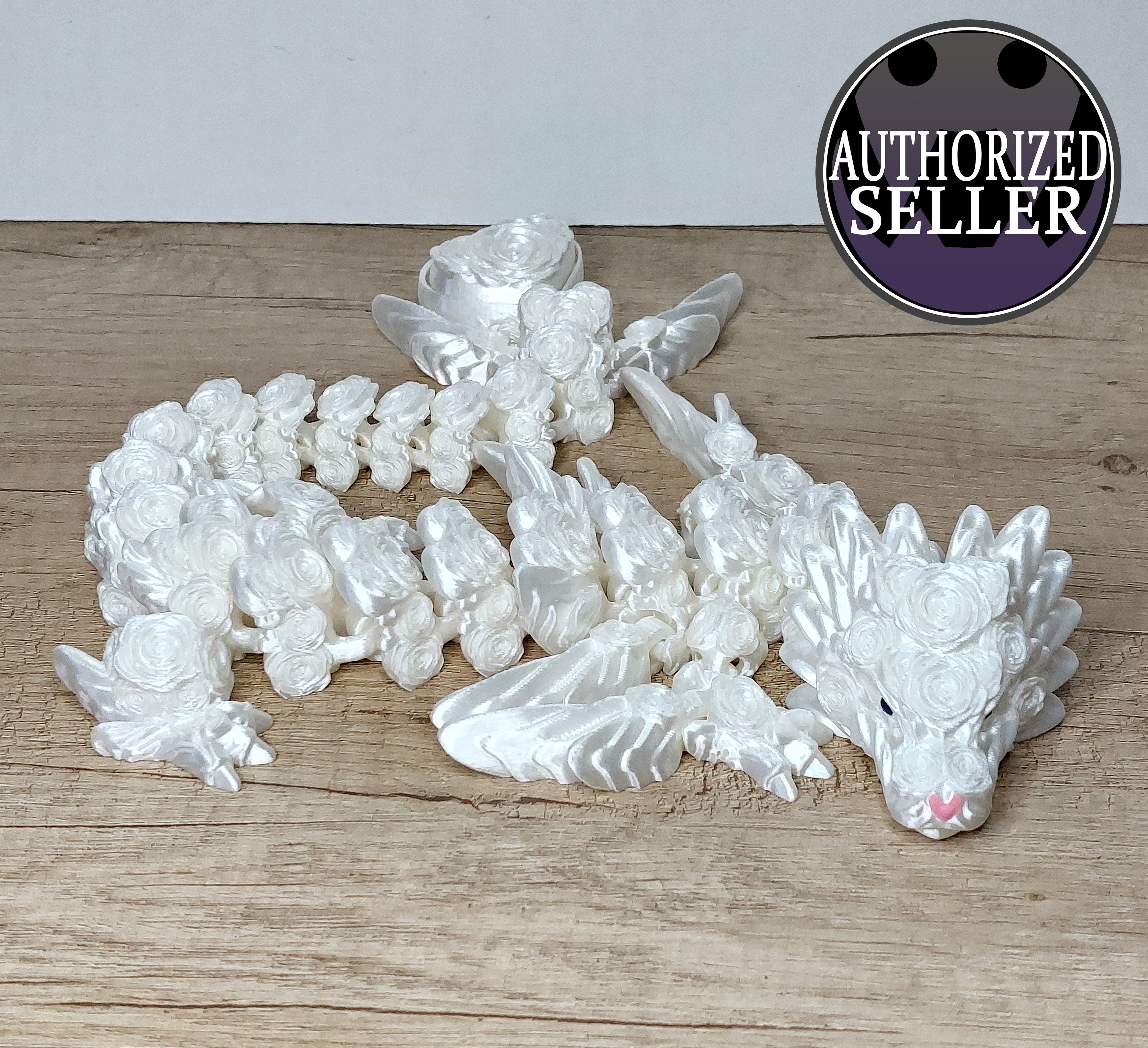 ❤️🐉 Herz-Rosen-Drache – Bewegliche 3D-Druck Fantasy-Deko mit Clicker