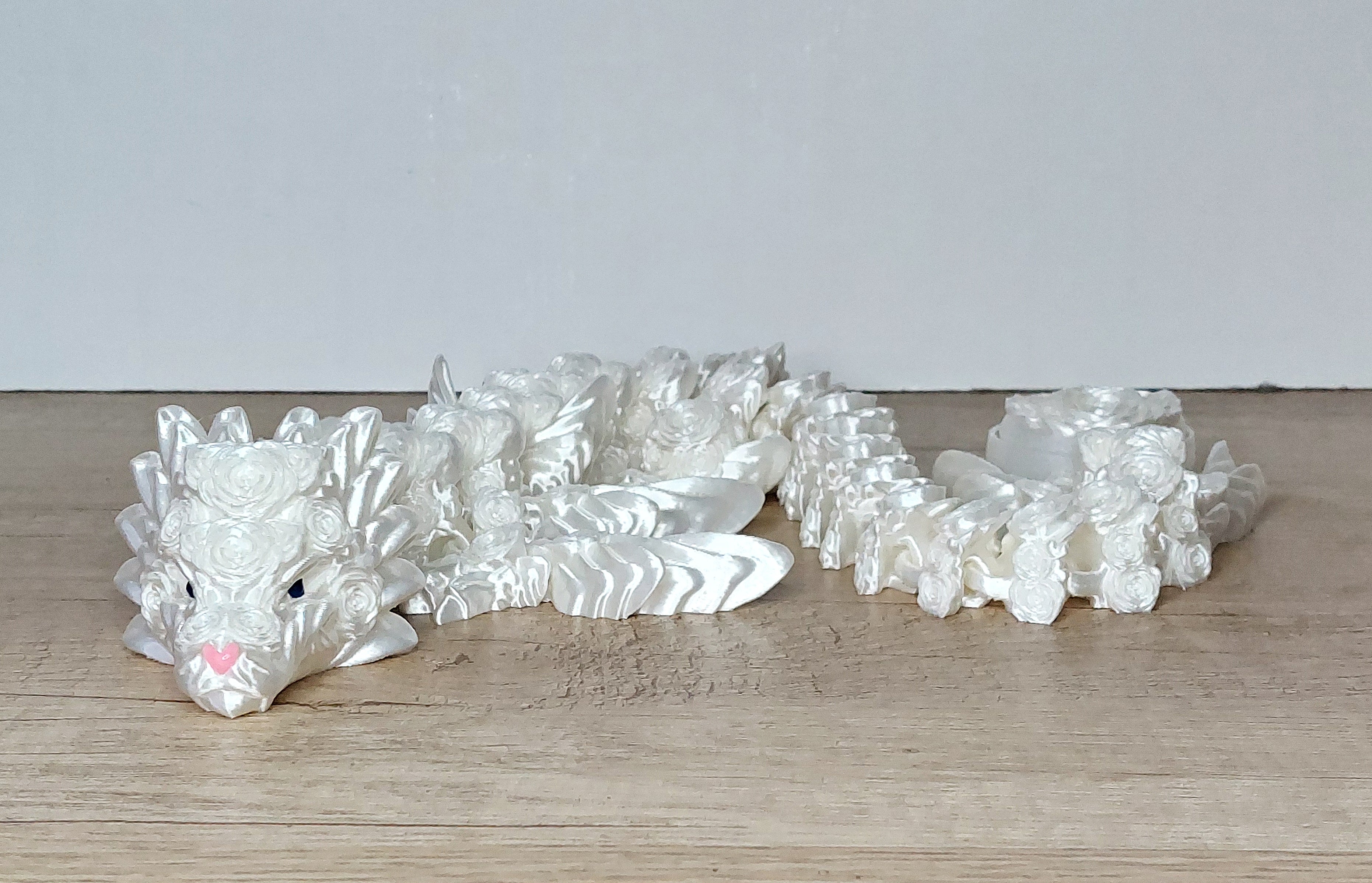 ❤️🐉 Herz-Rosen-Drache – Bewegliche 3D-Druck Fantasy-Deko mit Clicker