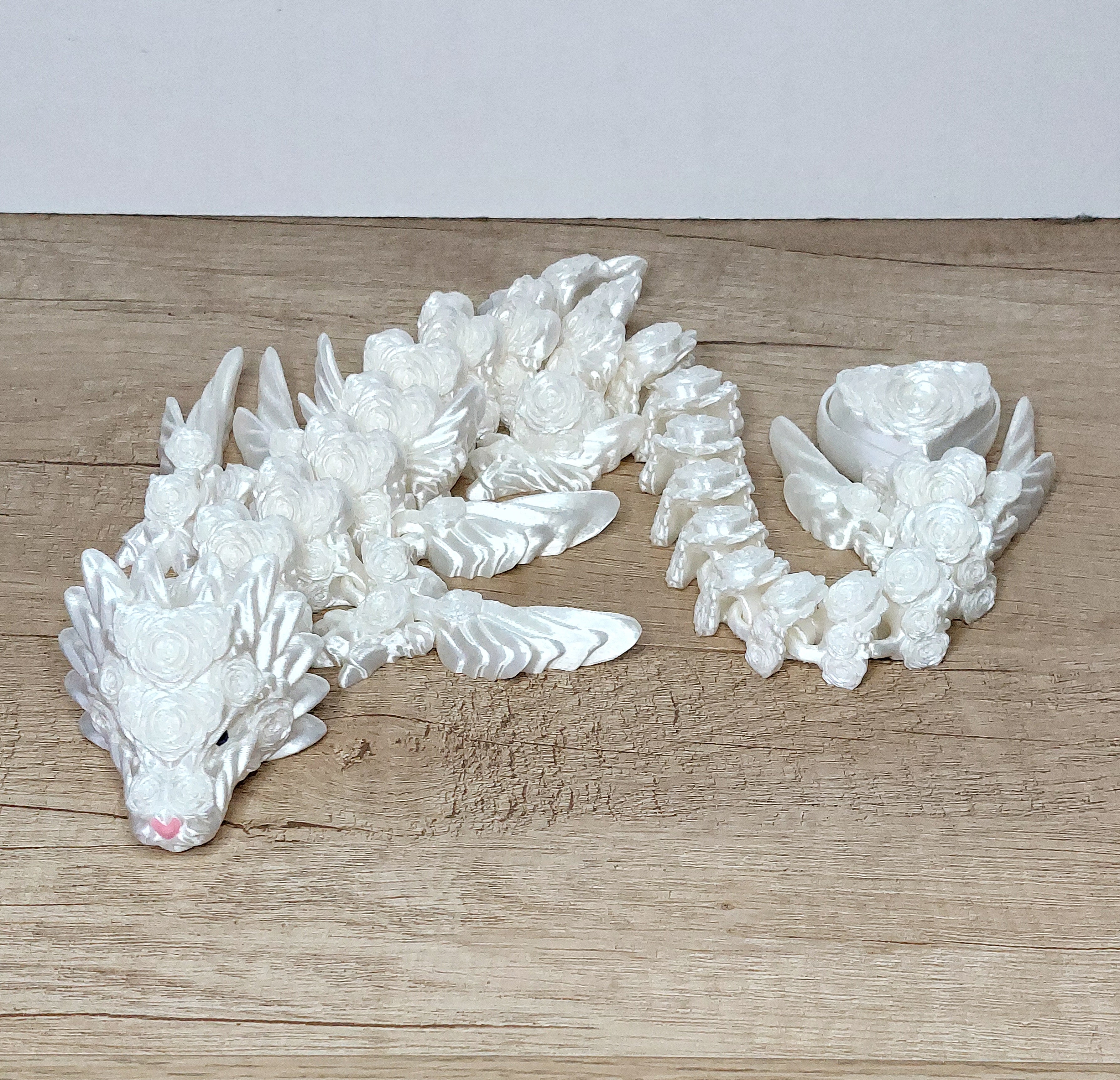 ❤️🐉 Herz-Rosen-Drache – Bewegliche 3D-Druck Fantasy-Deko mit Clicker