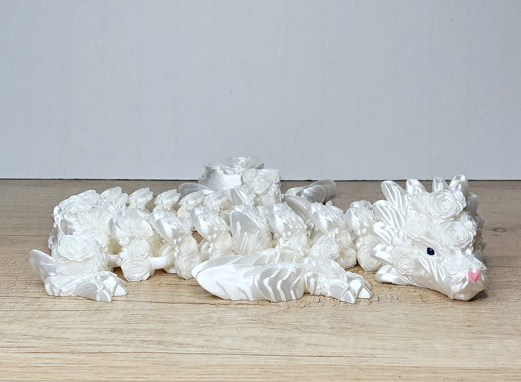 ❤️🐉 Herz-Rosen-Drache – Bewegliche 3D-Druck Fantasy-Deko mit Clicker