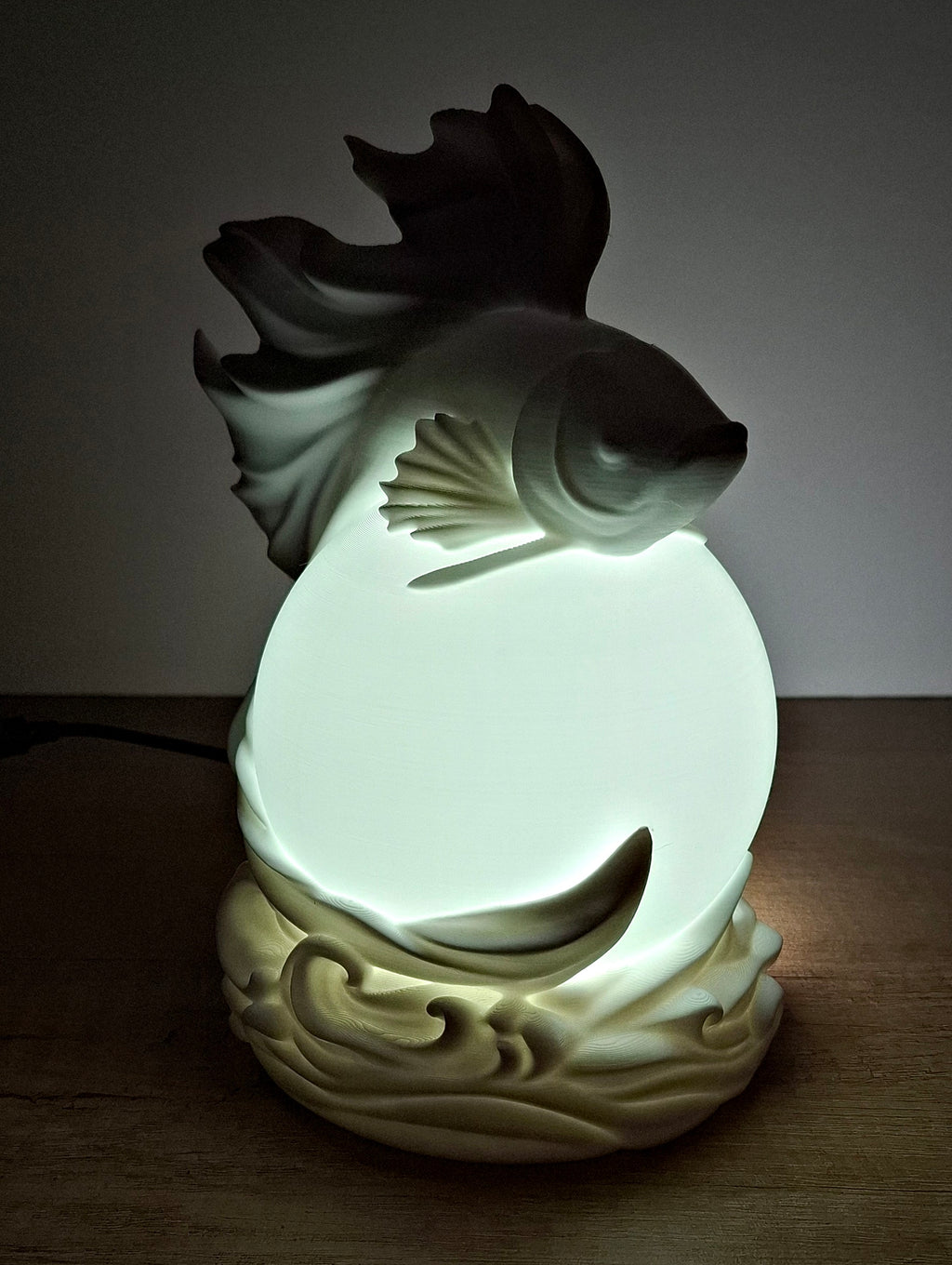 🐠 Kampffisch-Lampe Betta Weiß – LED-Lampe aus hochwertigem 3D-Druck
