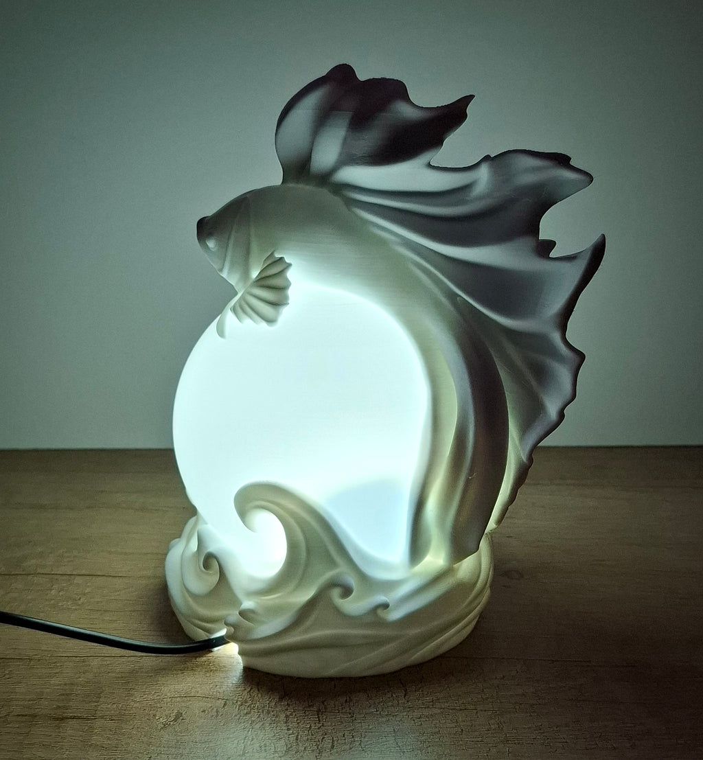 🐠 Kampffisch-Lampe Betta Weiß – LED-Lampe aus hochwertigem 3D-Druck