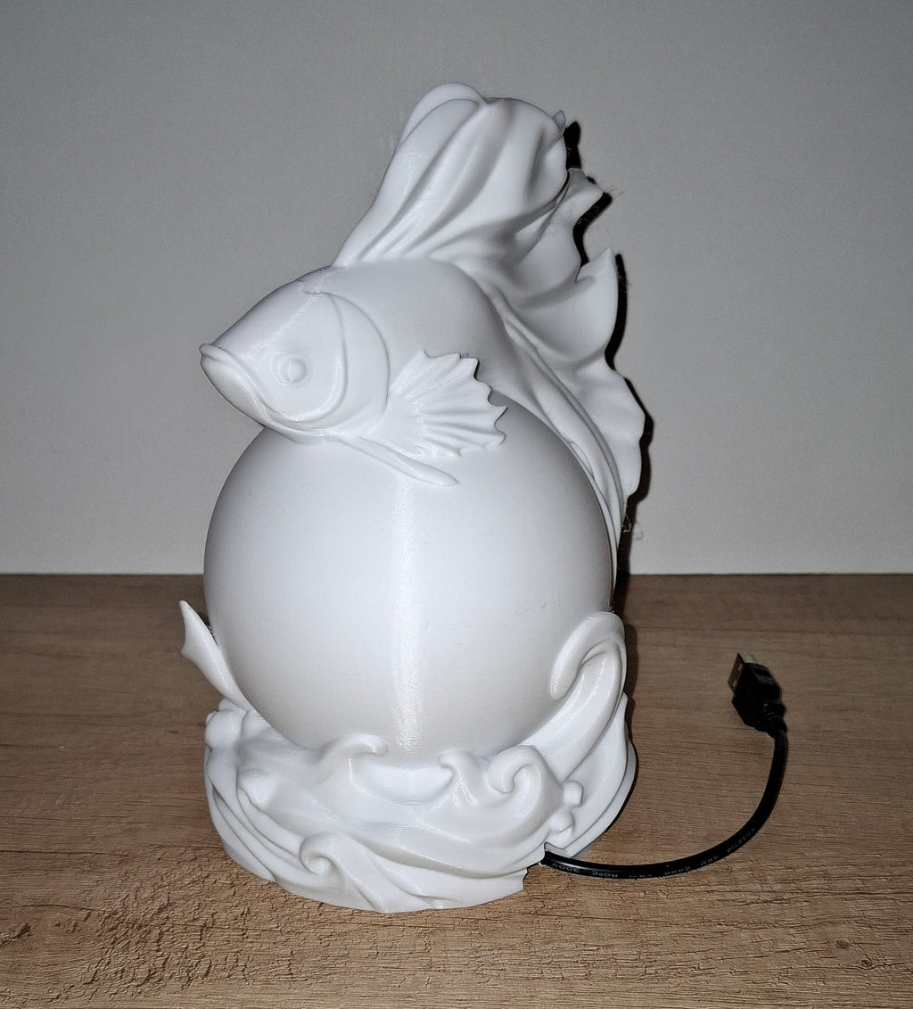 🐠 Kampffisch-Lampe Betta Weiß – LED-Lampe aus hochwertigem 3D-Druck